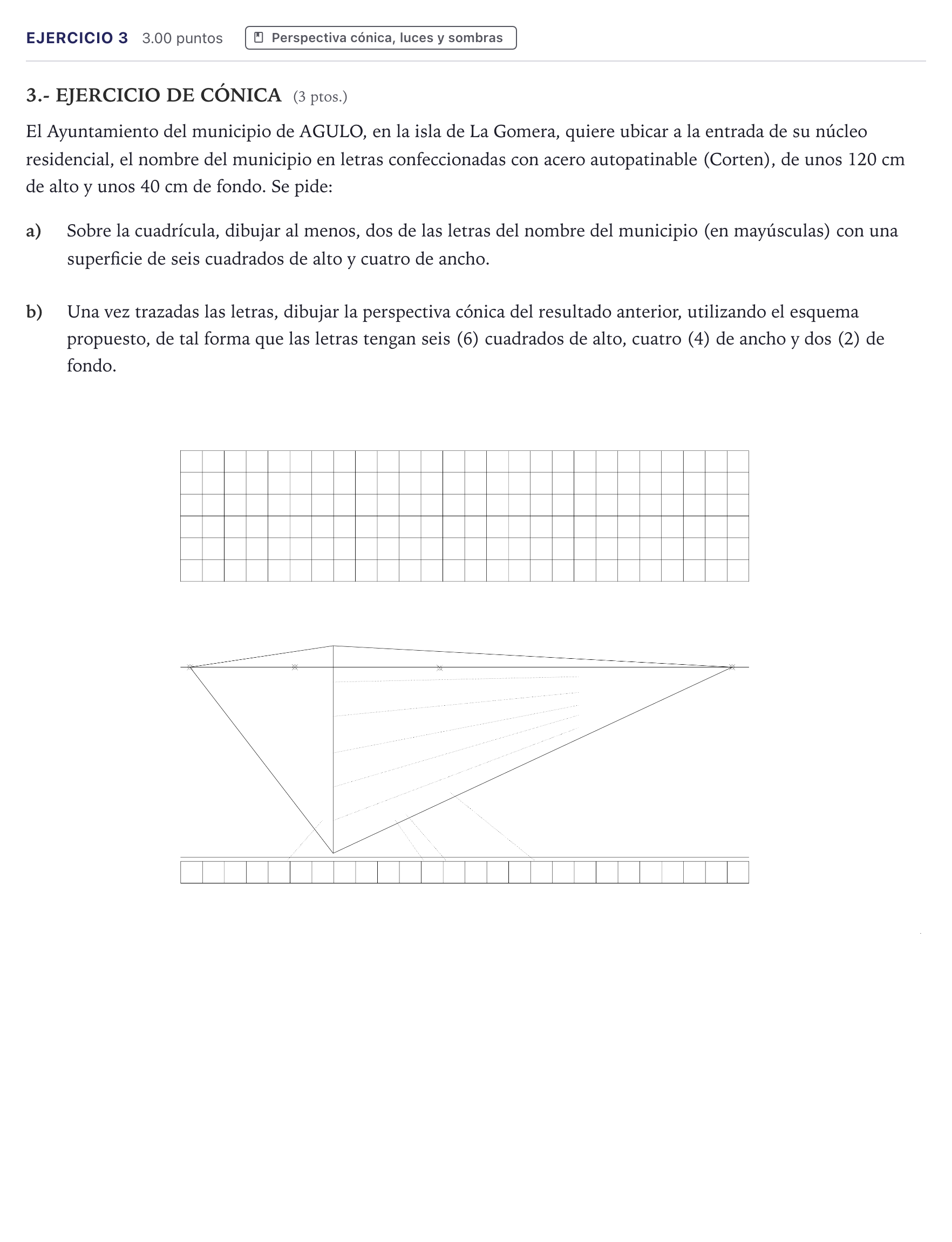 Enunciado: Problema 3 · Dibujo Técnico Aplicado a las Artes Plásticas y el Diseño II PAU Canarias Julio 2025