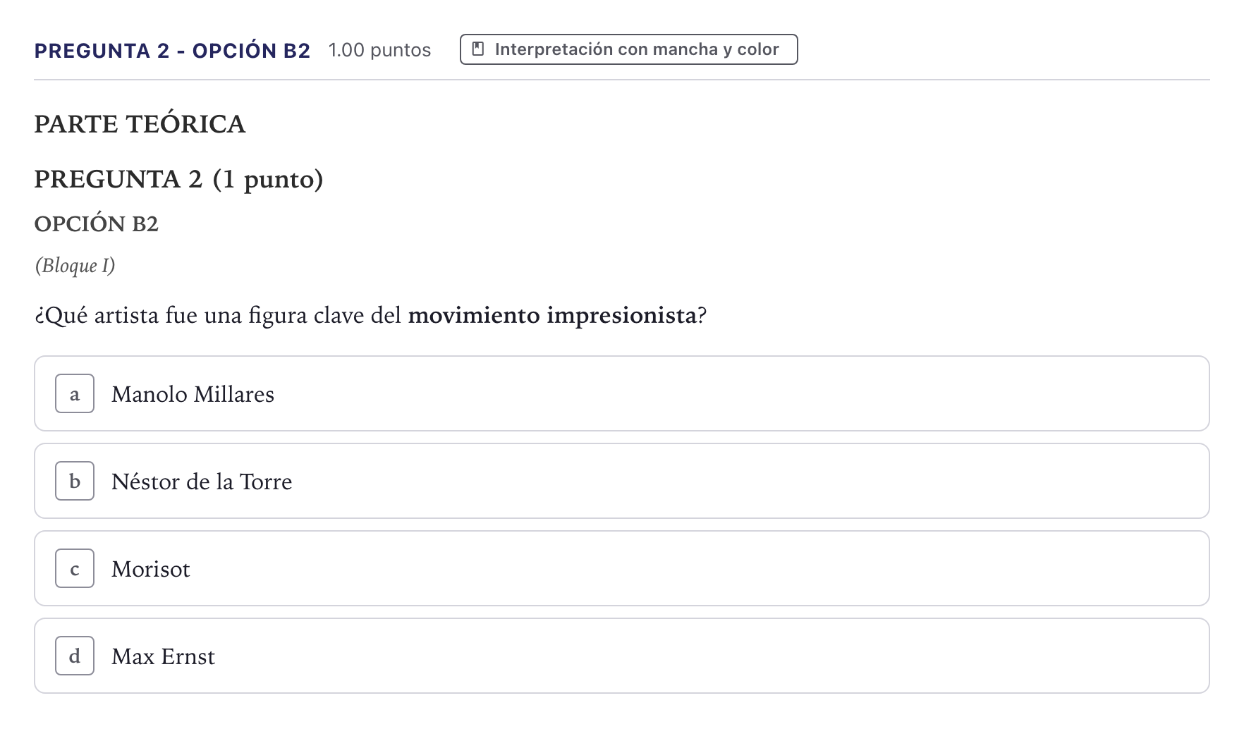 Enunciado: Pregunta 2 - Opción B2 · Dibujo Artístico II PAU Canarias Julio 2025