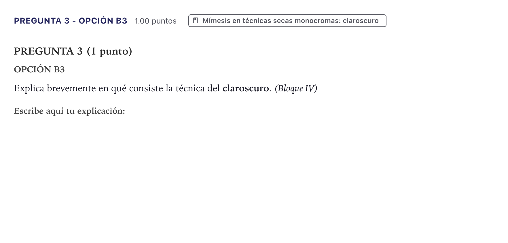 Enunciado: Pregunta 3 - Opción B3 · Dibujo Artístico II PAU Canarias Julio 2025