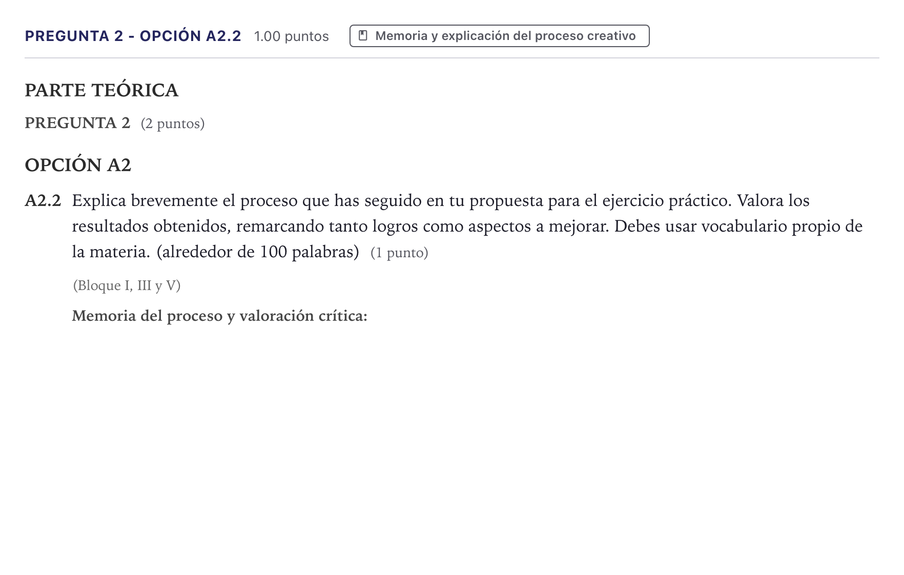 Enunciado: Pregunta 2 - Opción A2.2 · Técnicas de Expresión Gráfico-Plásticas PAU Canarias Julio 2025