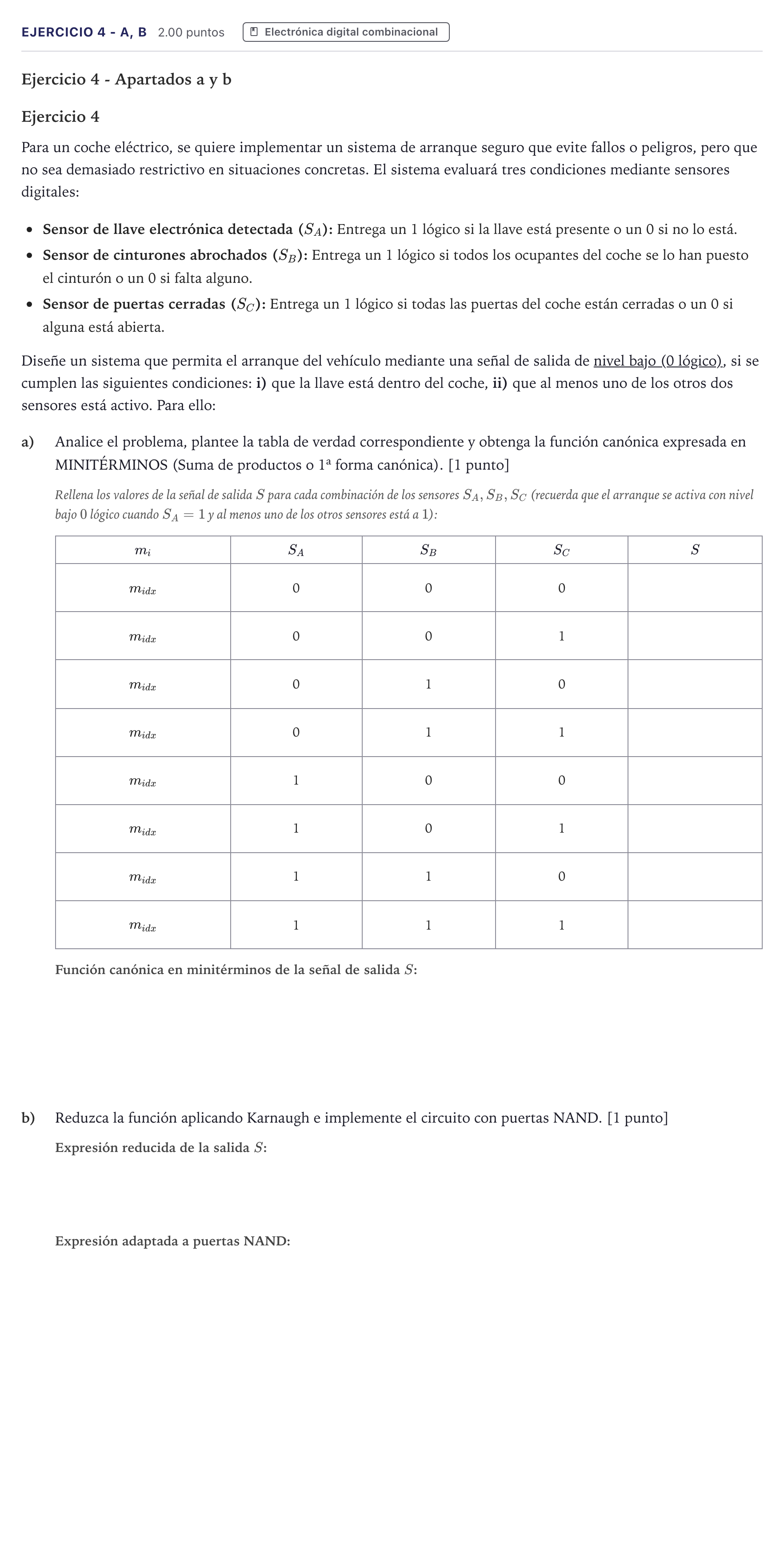 Enunciado: Ejercicio 4 - a, b · Tecnología e Ingeniería II PAU Canarias Julio 2025