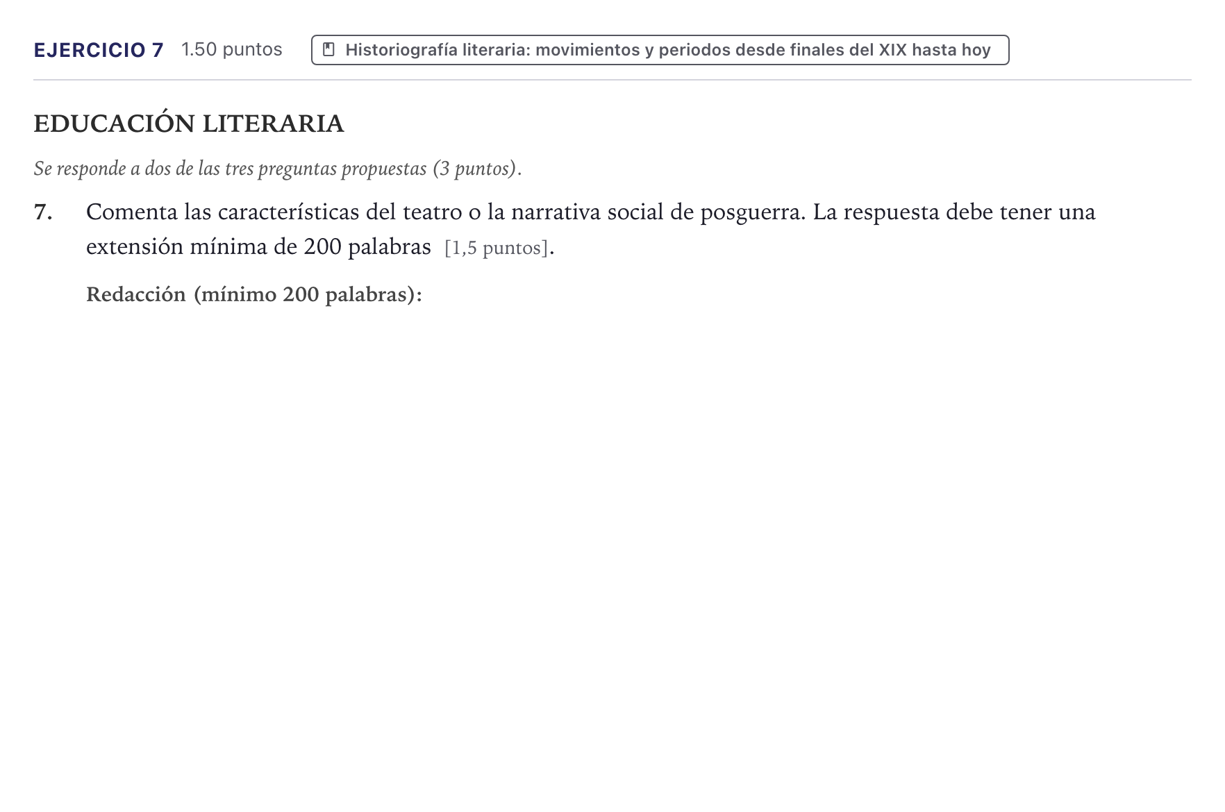 Enunciado: Problema 7 · Lengua Castellana y Literatura II PAU Canarias Junio (Ciencias) 2026