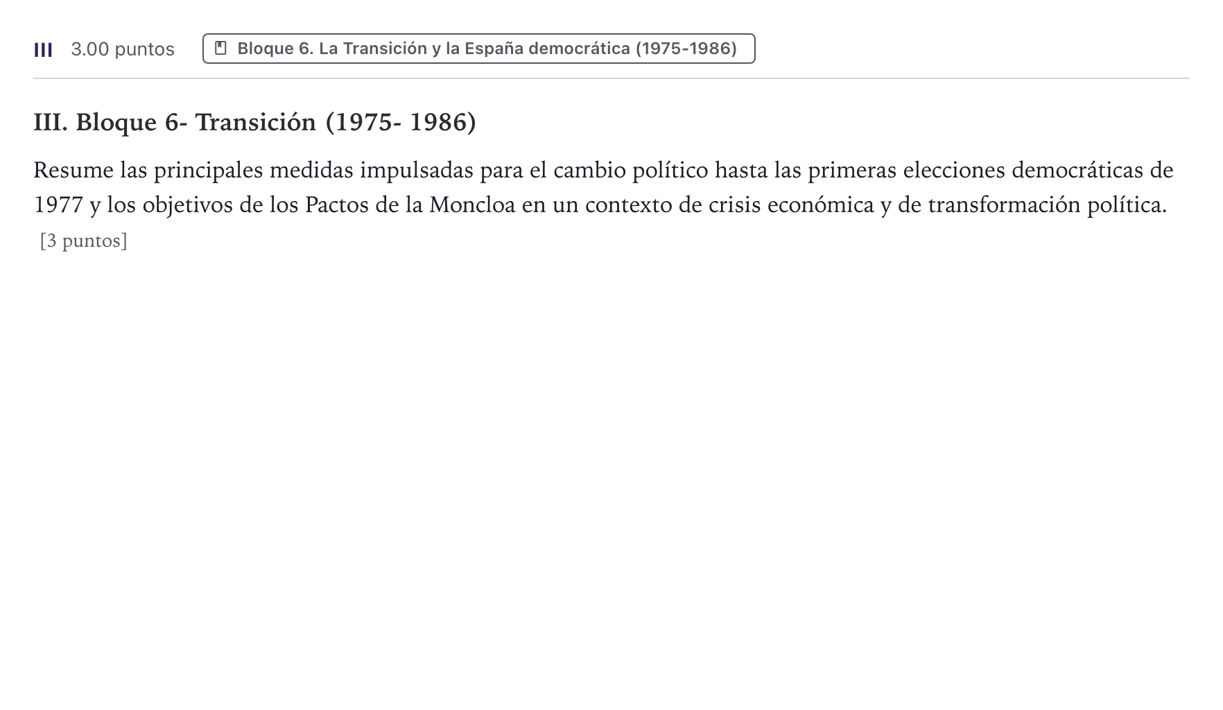 Enunciado: Ejercicio III · Historia de España PAU Canarias Junio (Ciencias) 2026