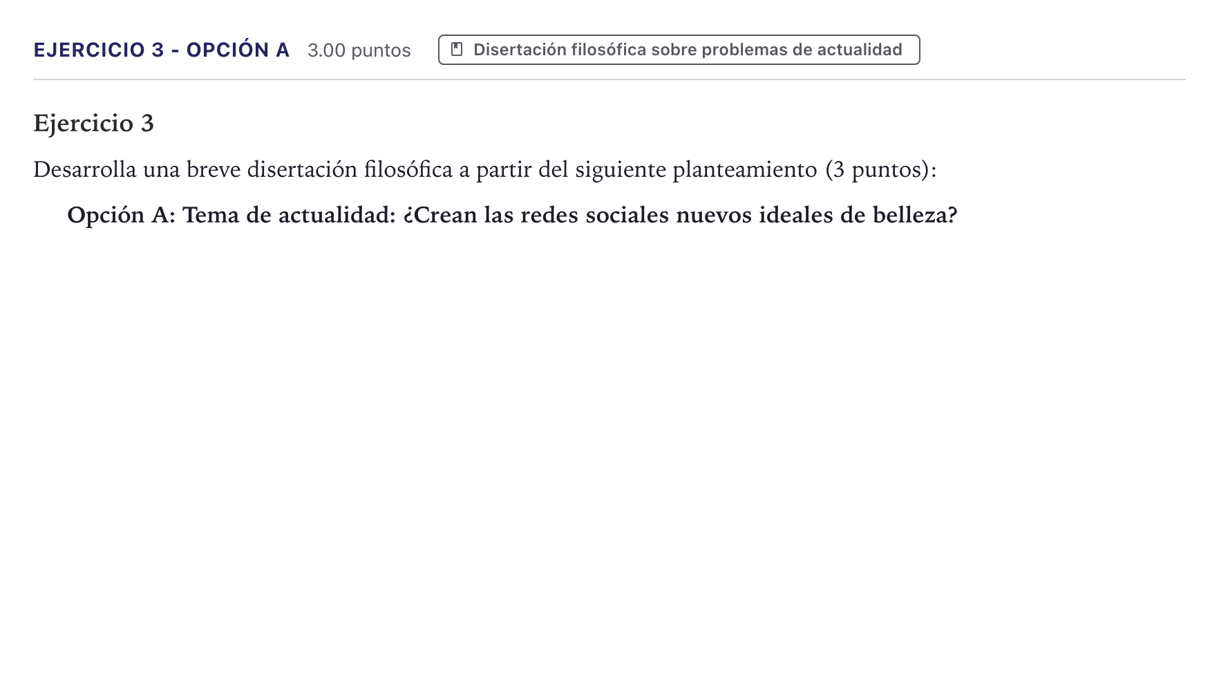 Enunciado: Ejercicio 3 - Opción A · Historia de la Filosofía PAU Canarias Junio (Ciencias) 2026