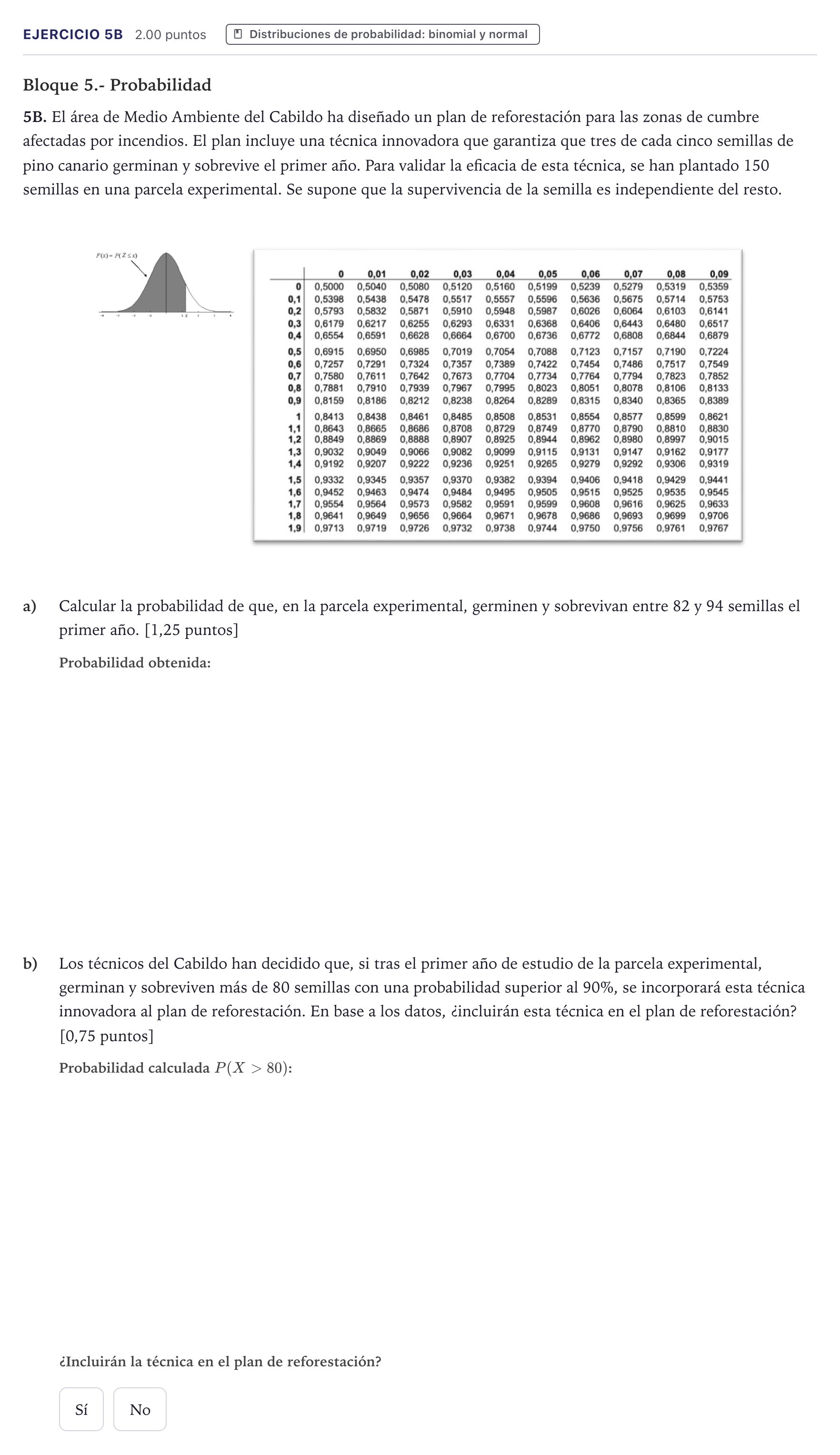 Enunciado: Ejercicio 5B · Matemáticas II PAU Canarias Junio 2026