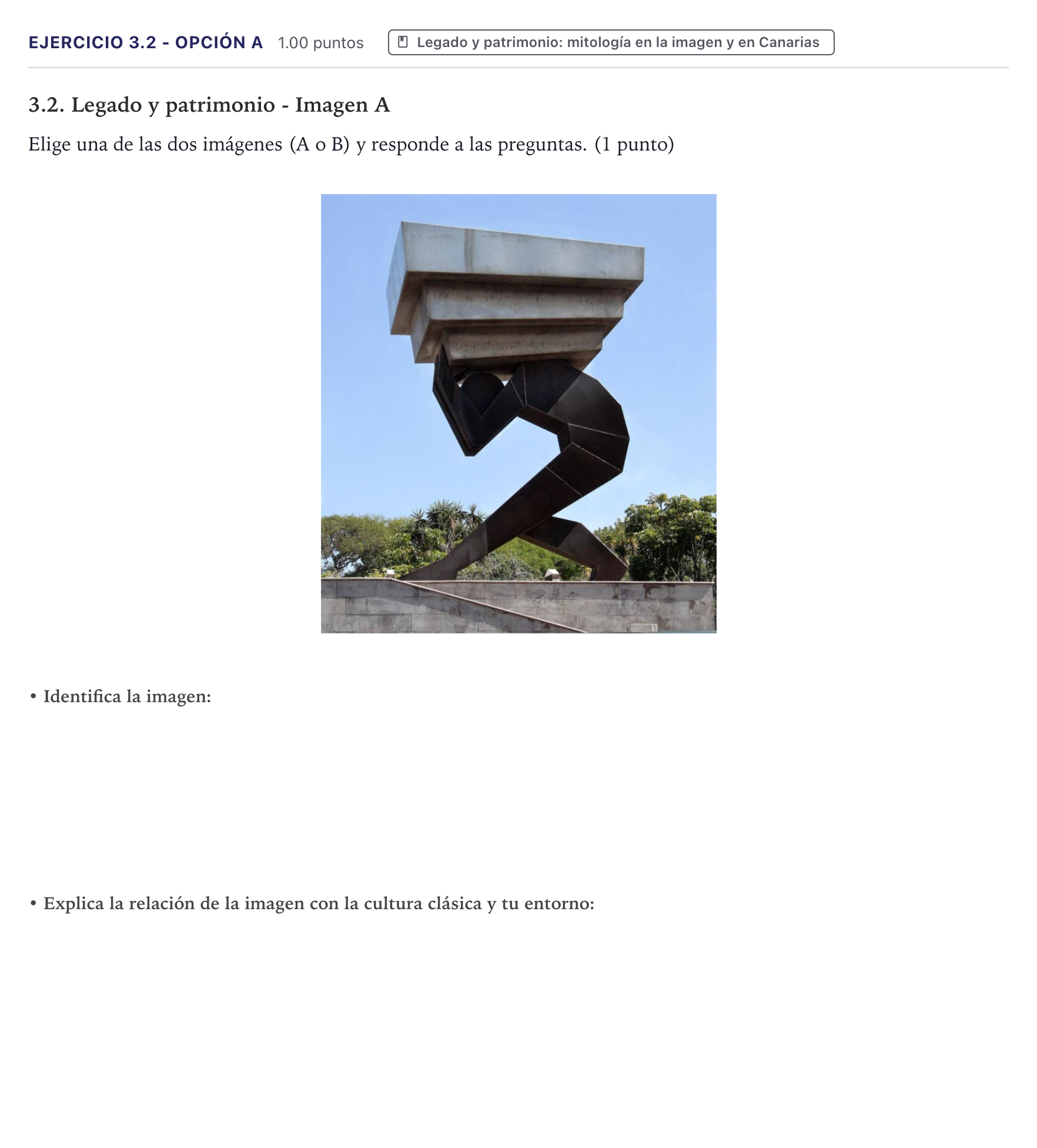 Enunciado: Ejercicio 3.2 - Opción A · Griego II PAU Canarias Junio 2026