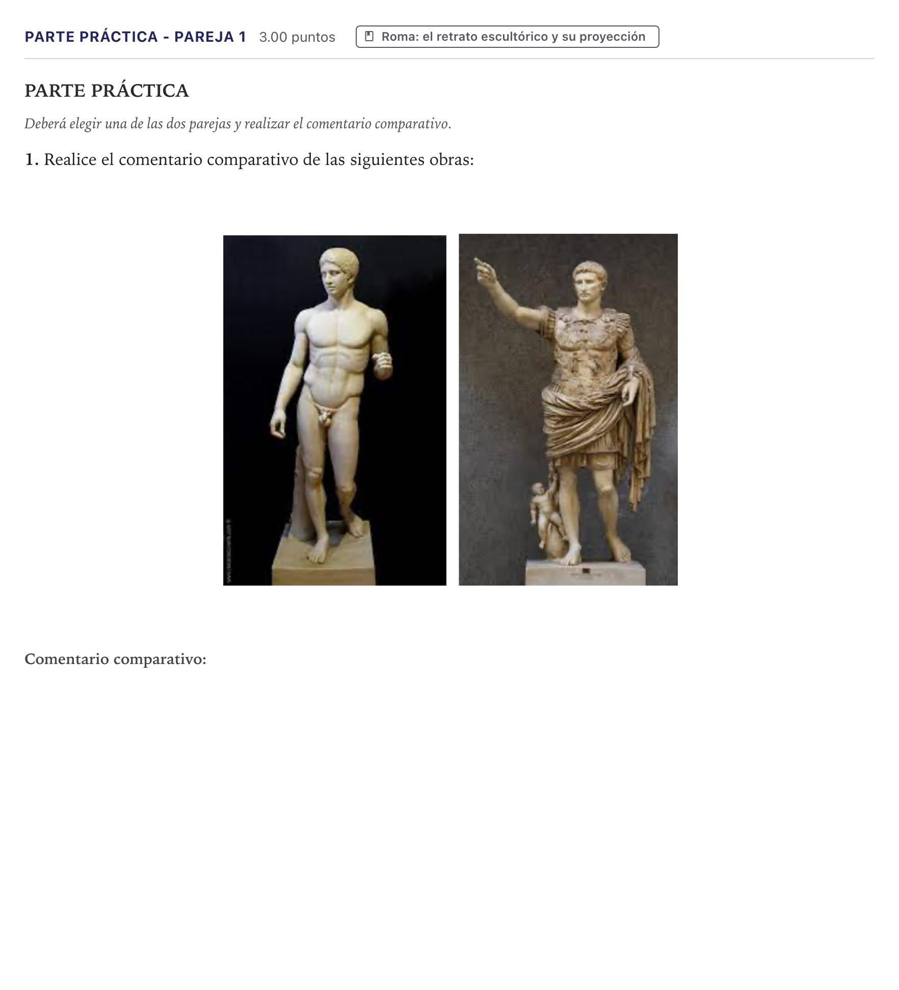 Enunciado: Ejercicio Parte Práctica - Pareja 1 · Fundamentos Artísticos PAU Canarias Junio 2026