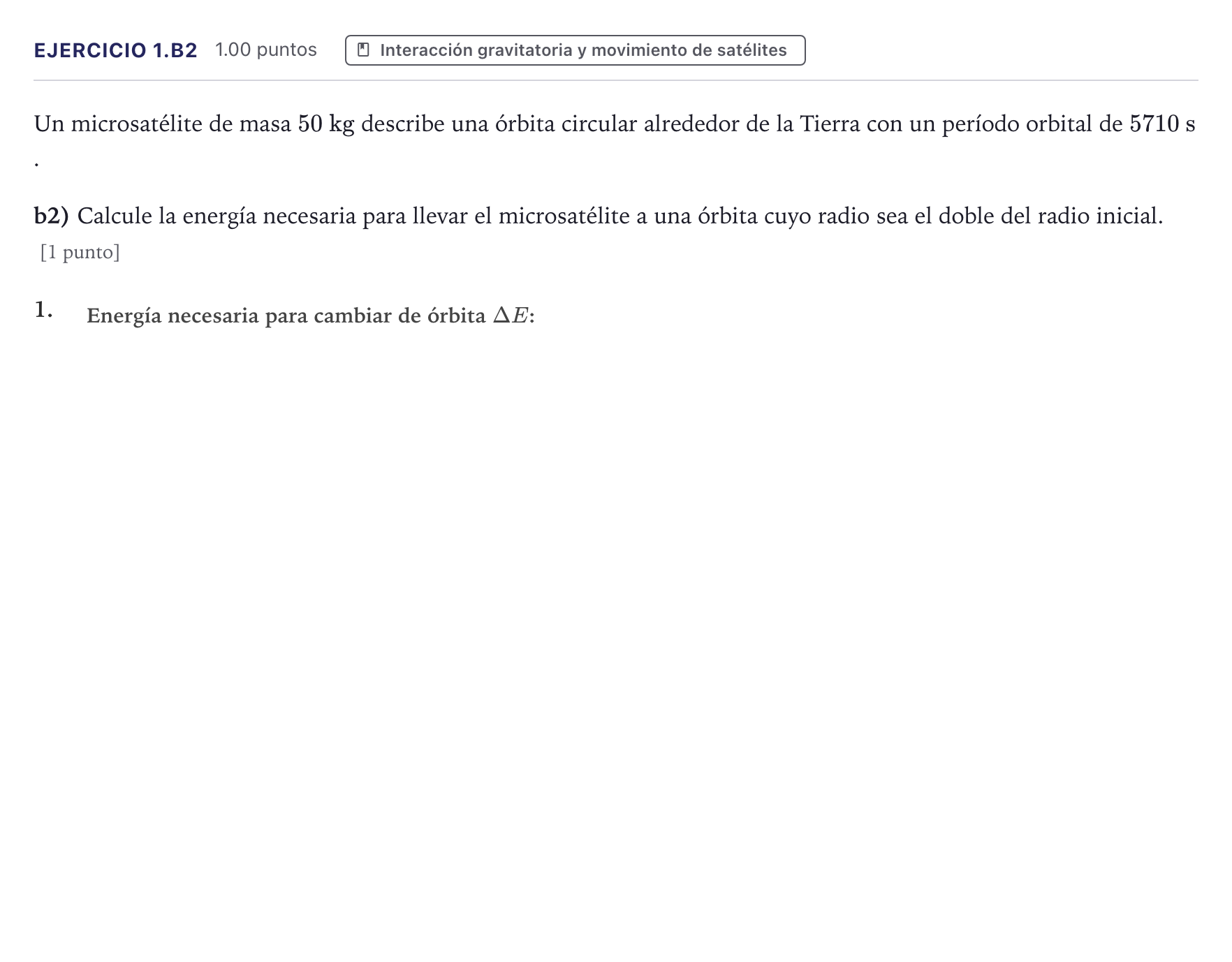 Enunciado: Ejercicio 1.b2 · Física PAU Canarias Junio 2026