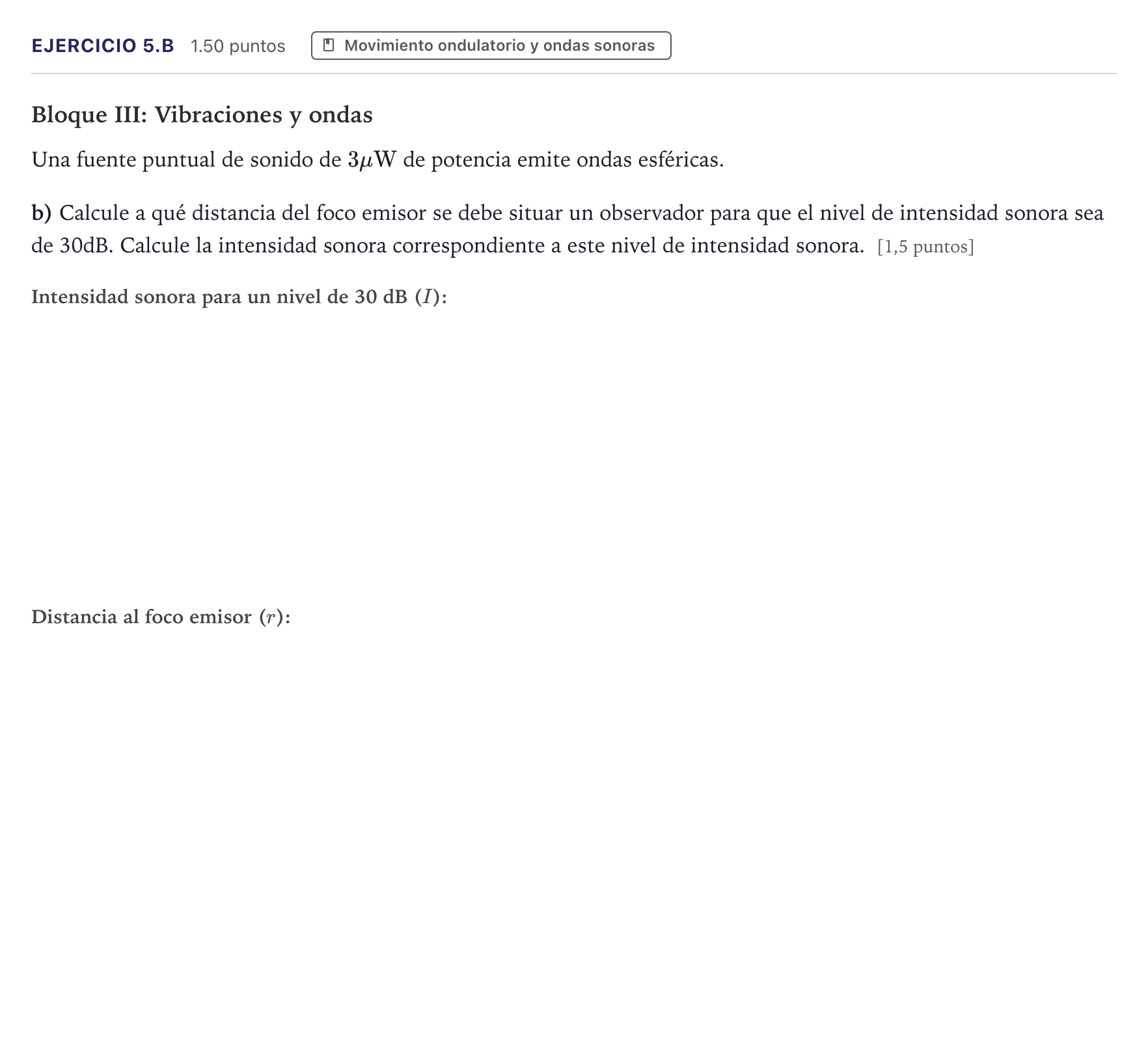 Enunciado: Ejercicio 5.b · Física PAU Canarias Junio 2026