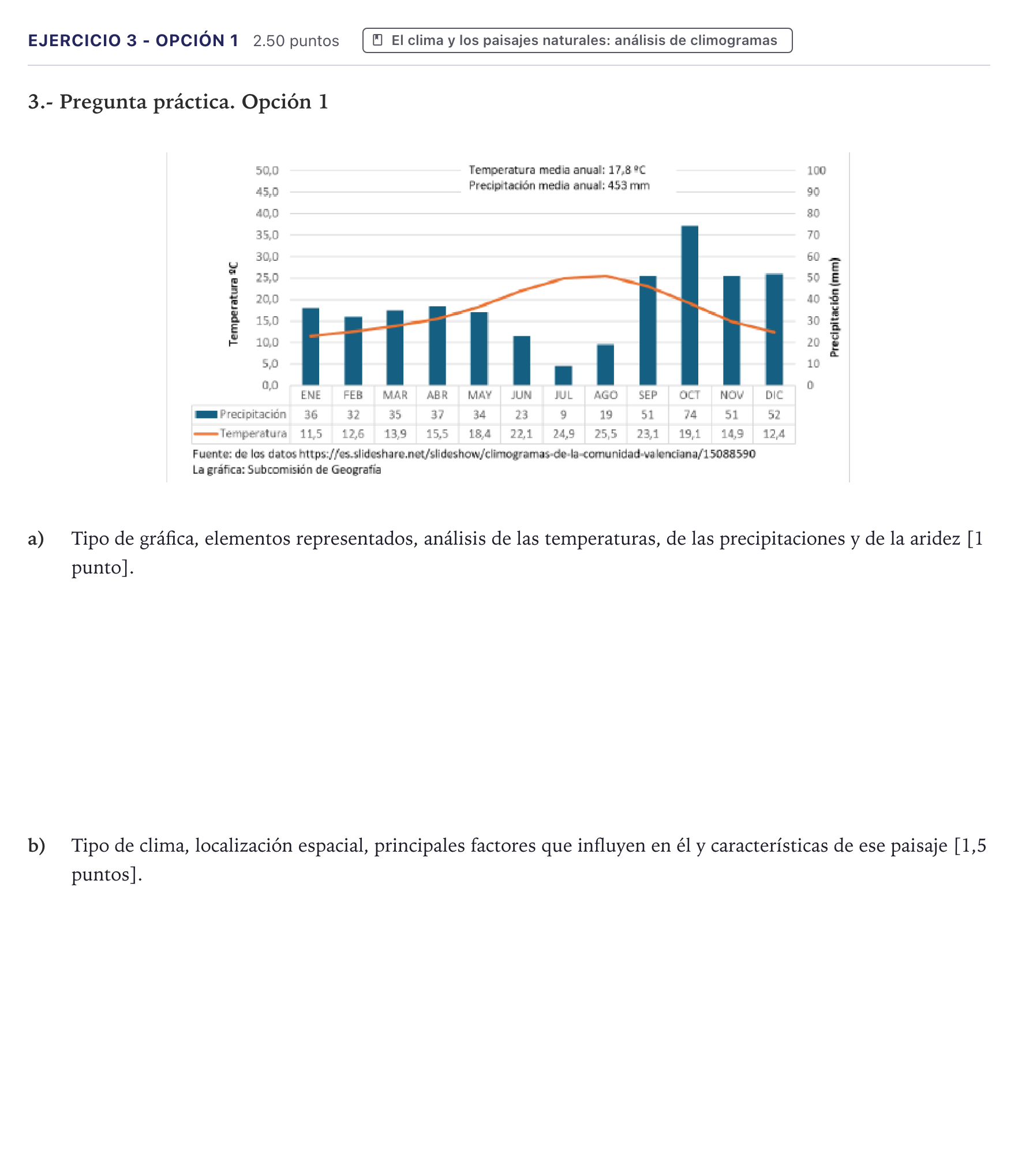Enunciado: Ejercicio 3 - Opción 1 · Geografía PAU Canarias Junio 2026