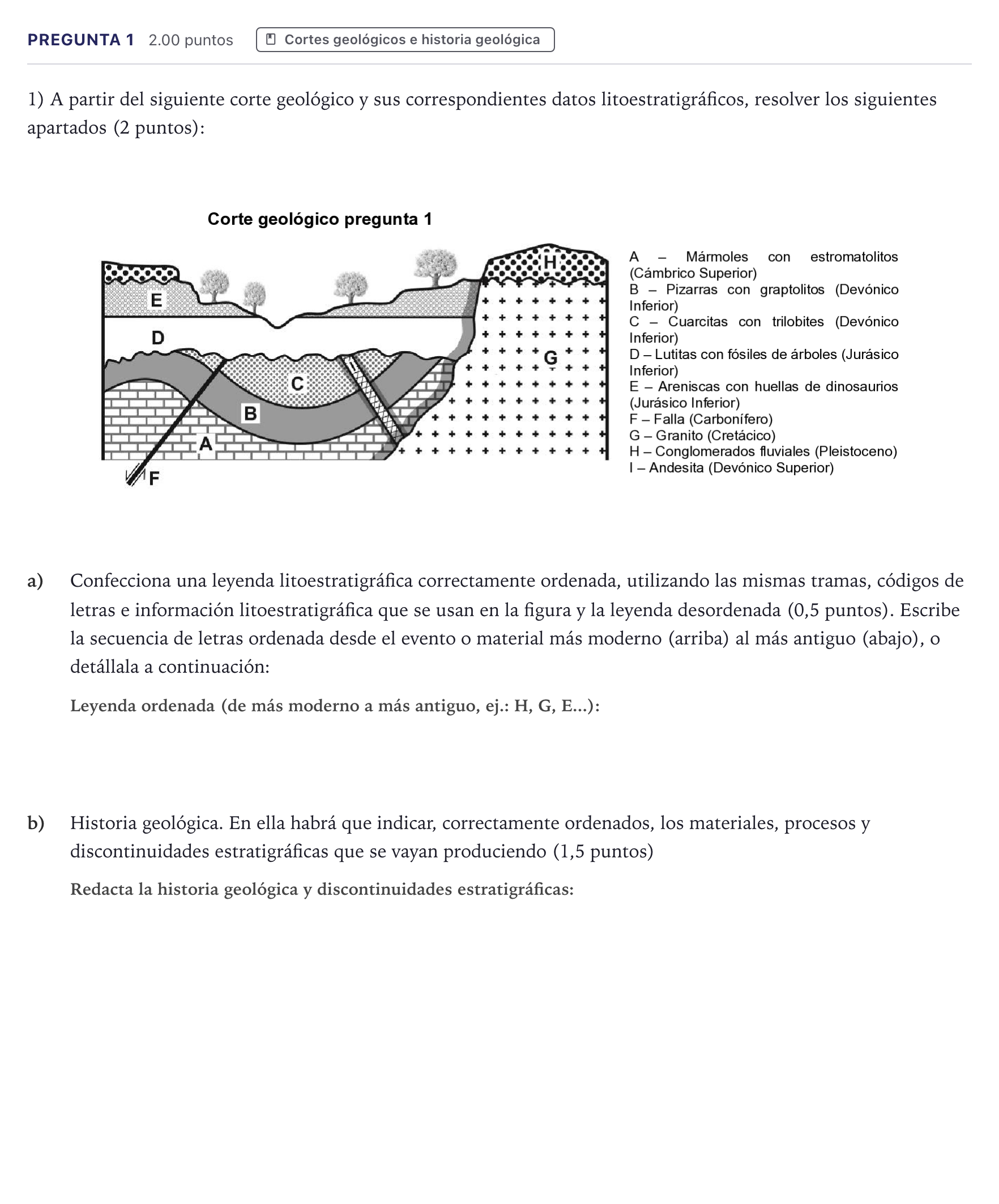 Enunciado: Pregunta 1 · Geología PAU Canarias Junio (Ciencias) 2026