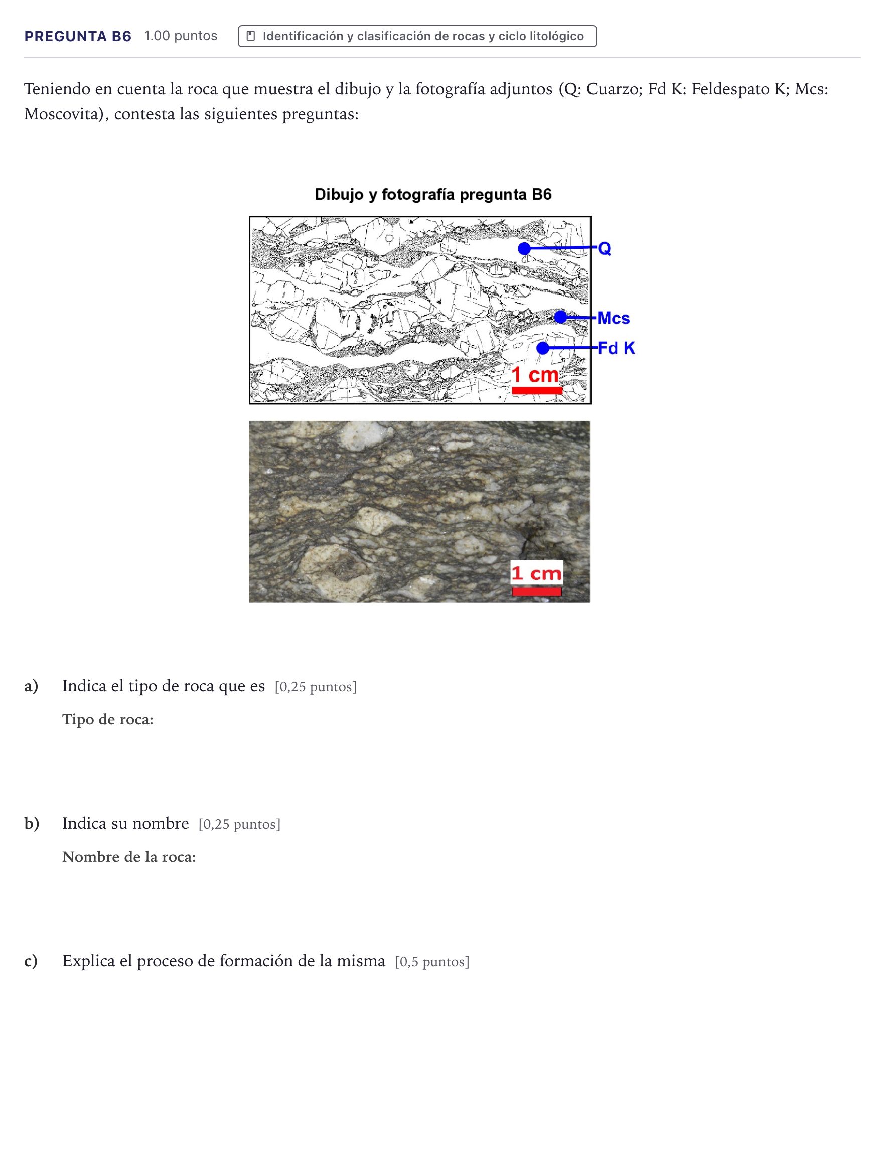 Enunciado: Pregunta B6 · Geología PAU Canarias Junio (Ciencias) 2026
