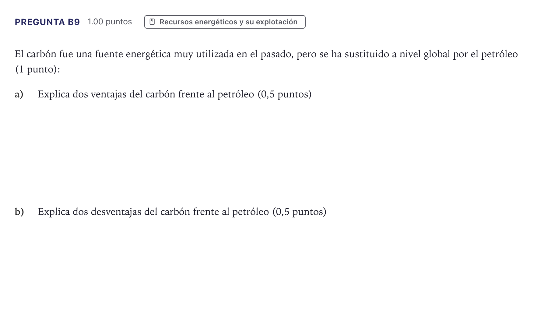 Enunciado: Pregunta B9 · Geología PAU Canarias Junio (Ciencias) 2026