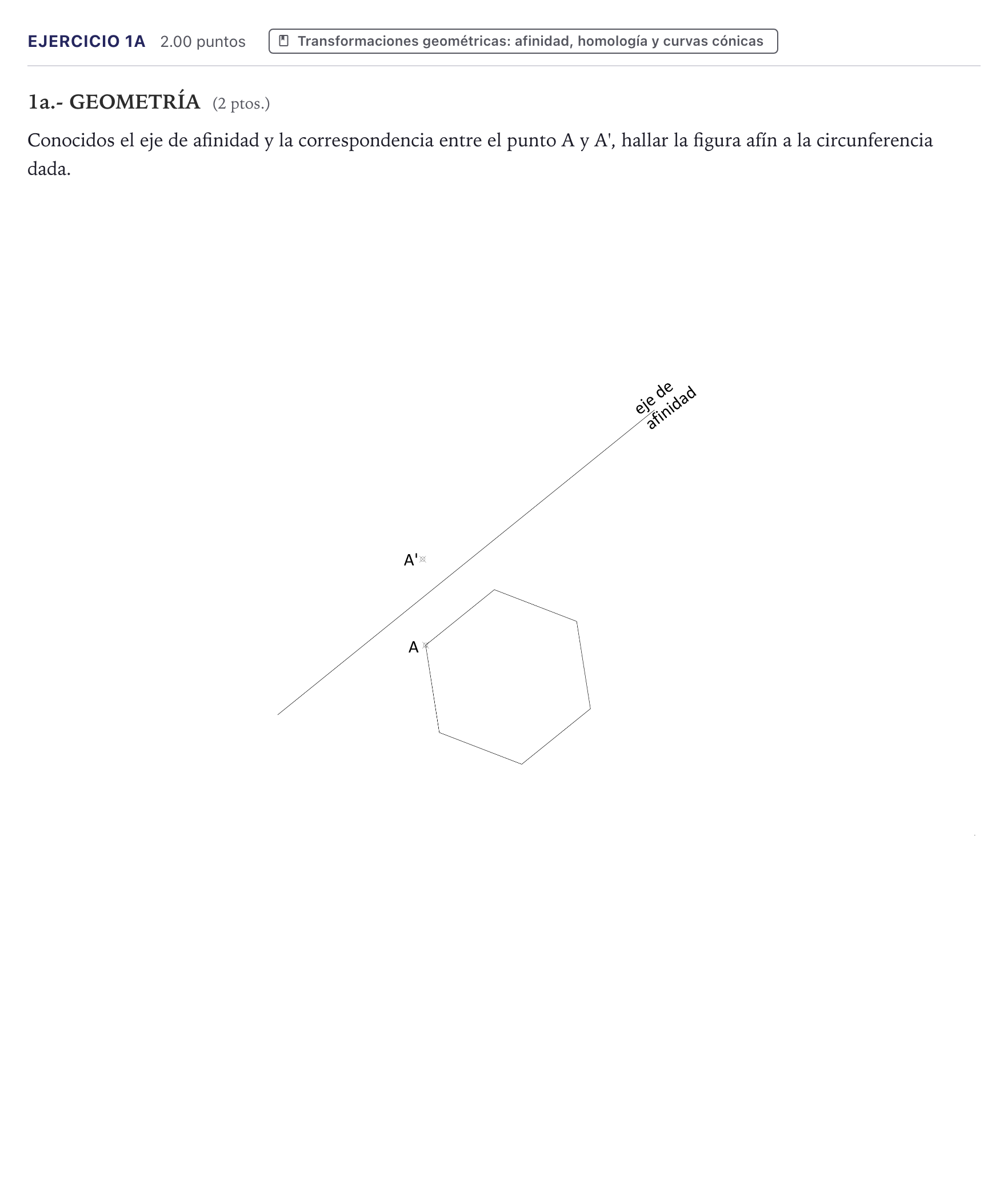 Enunciado: Ejercicio 1a · Dibujo técnico II PAU Canarias Junio 2026