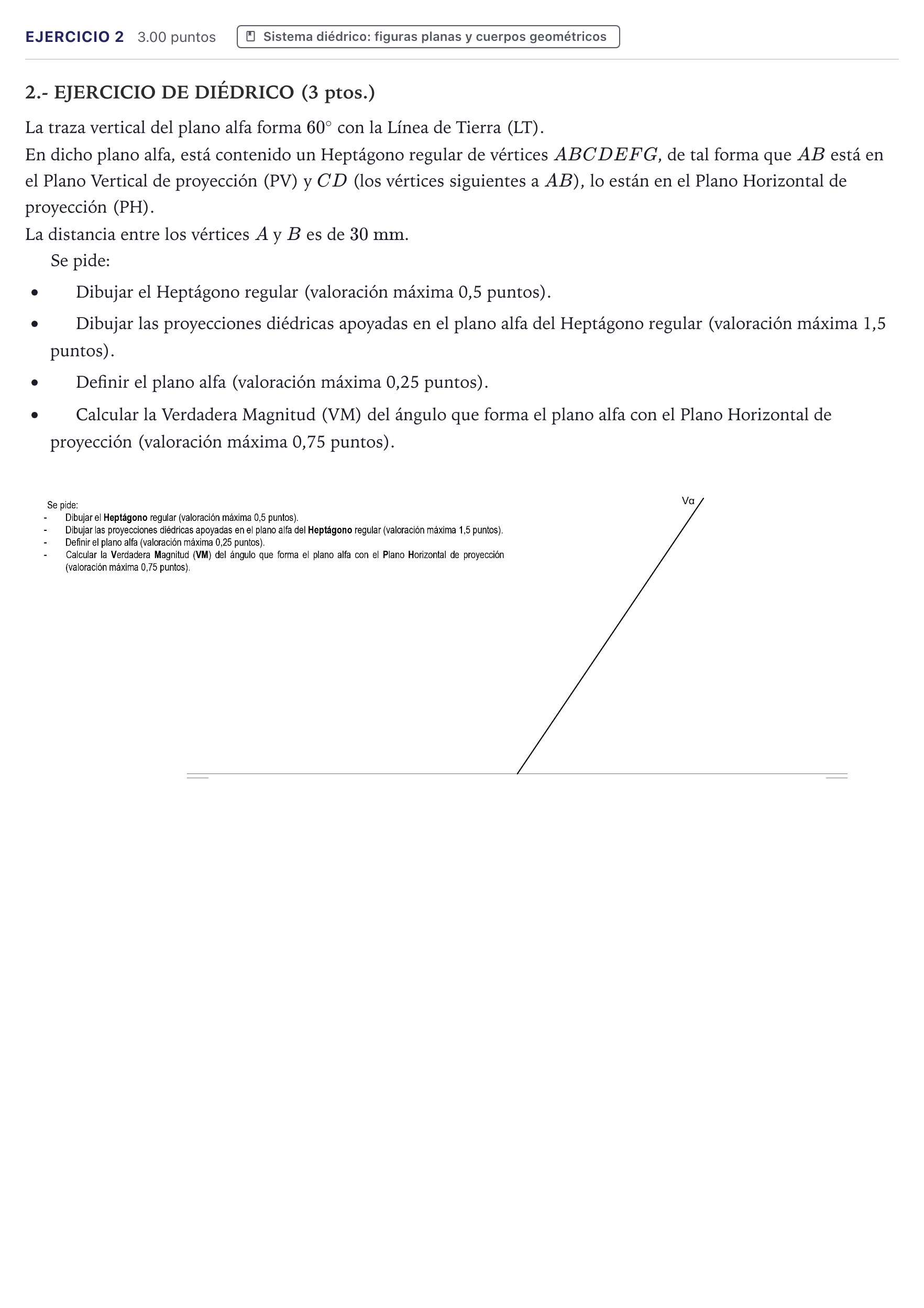 Enunciado: Problema 2 · Dibujo técnico II PAU Canarias Junio 2026