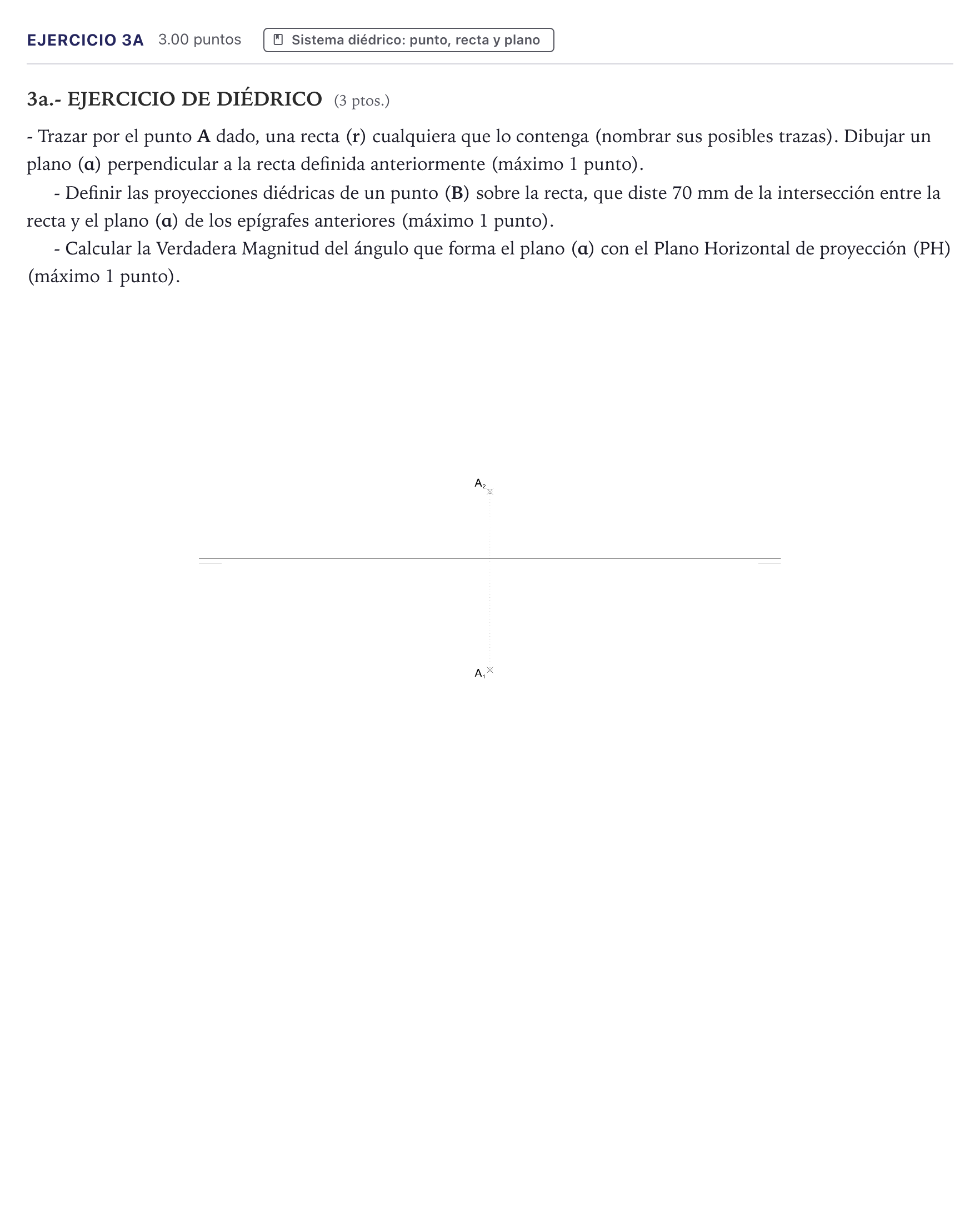 Enunciado: Ejercicio 3a · Dibujo técnico II PAU Canarias Junio 2026