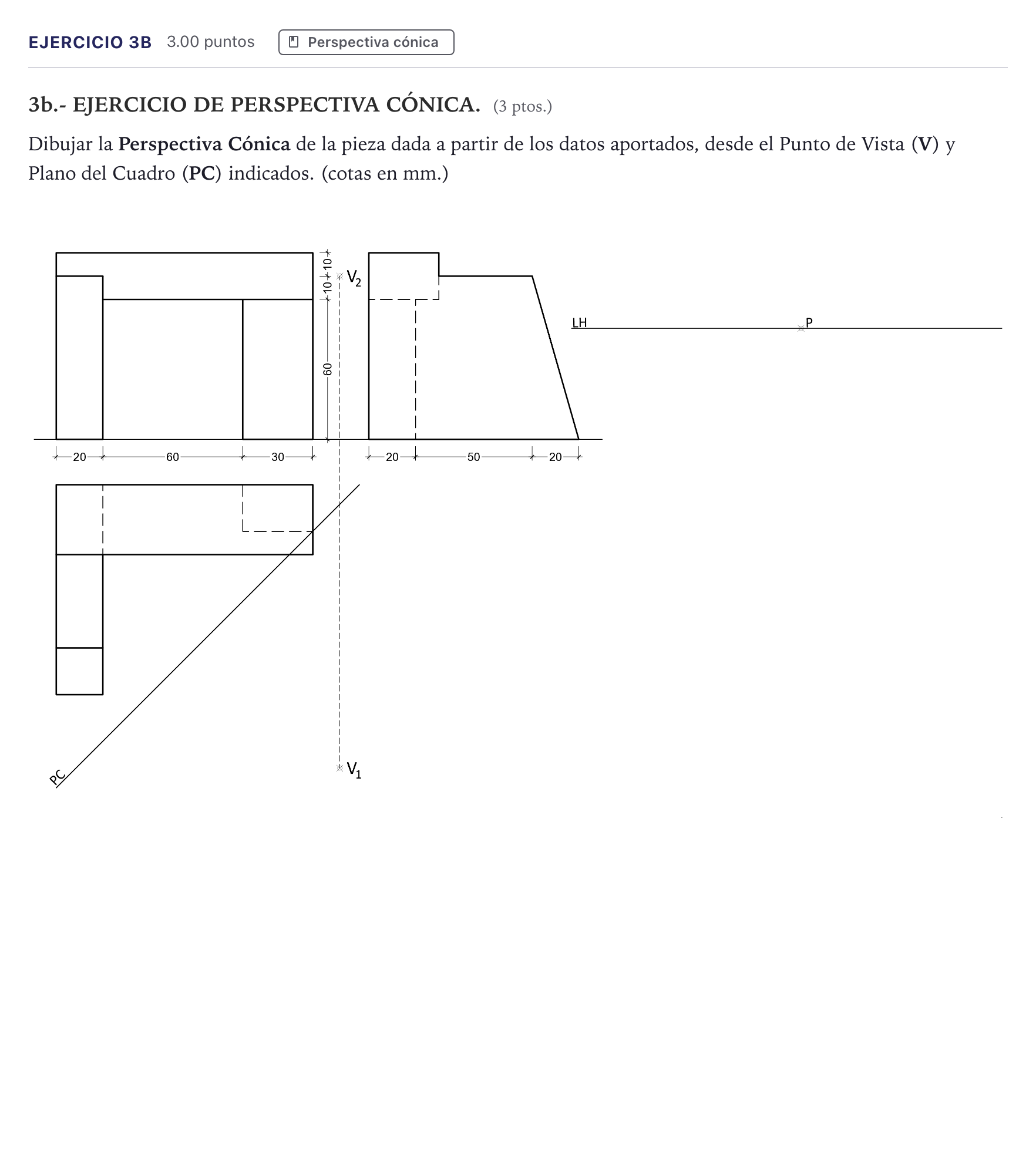 Enunciado: Ejercicio 3b · Dibujo técnico II PAU Canarias Junio 2026