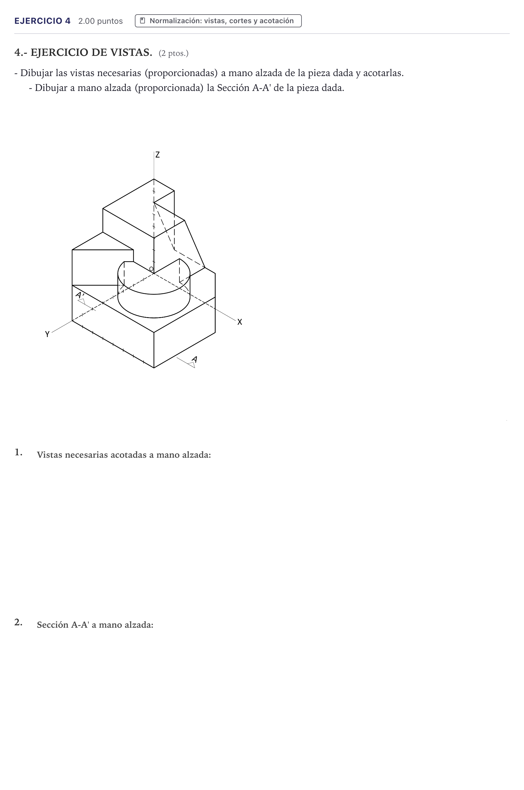 Enunciado: Problema 4 · Dibujo técnico II PAU Canarias Junio 2026