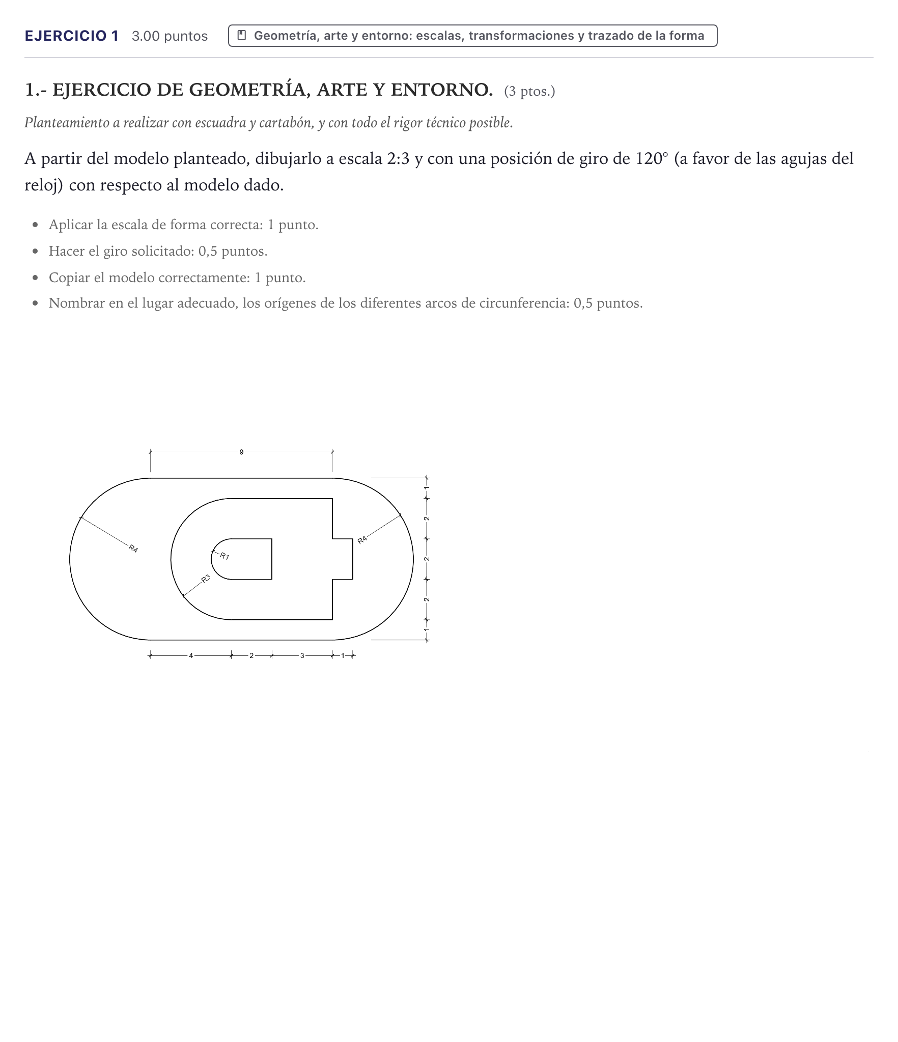 Enunciado: Problema 1 · Dibujo Técnico Aplicado a las Artes Plásticas y el Diseño II PAU Canarias Junio 2026