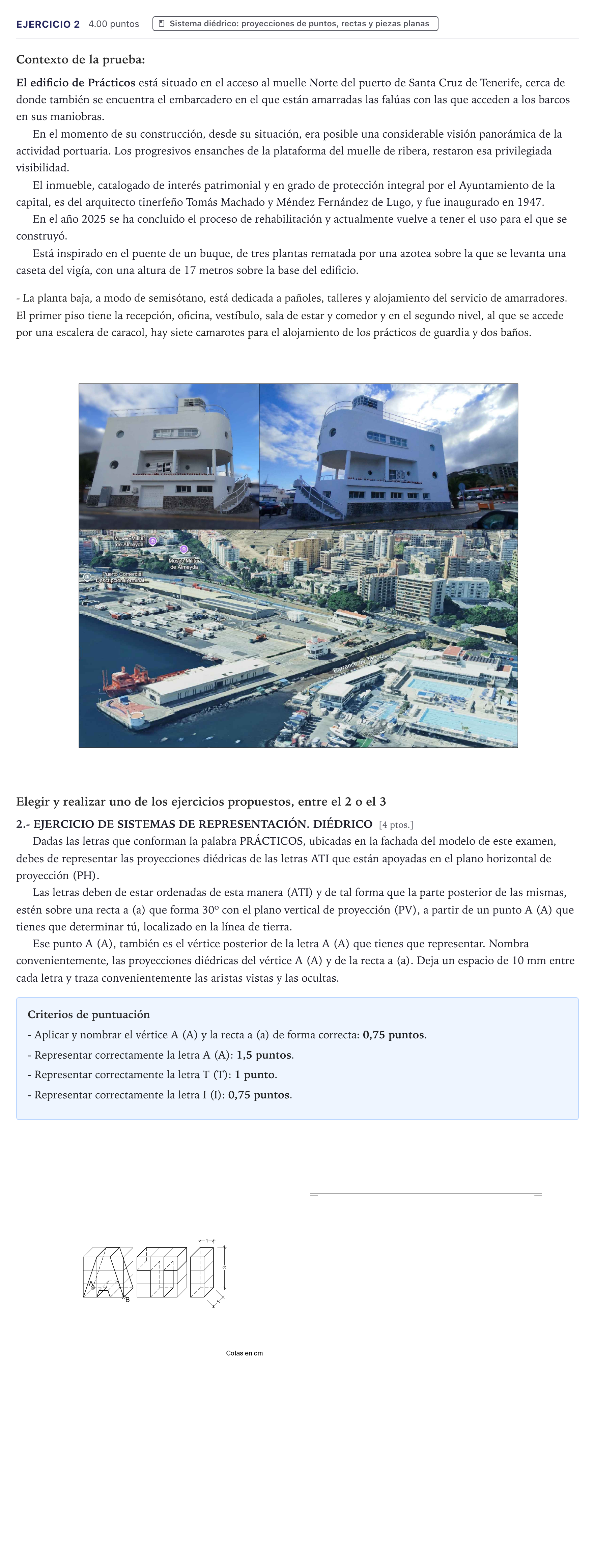 Enunciado: Problema 2 · Dibujo Técnico Aplicado a las Artes Plásticas y el Diseño II PAU Canarias Junio 2026