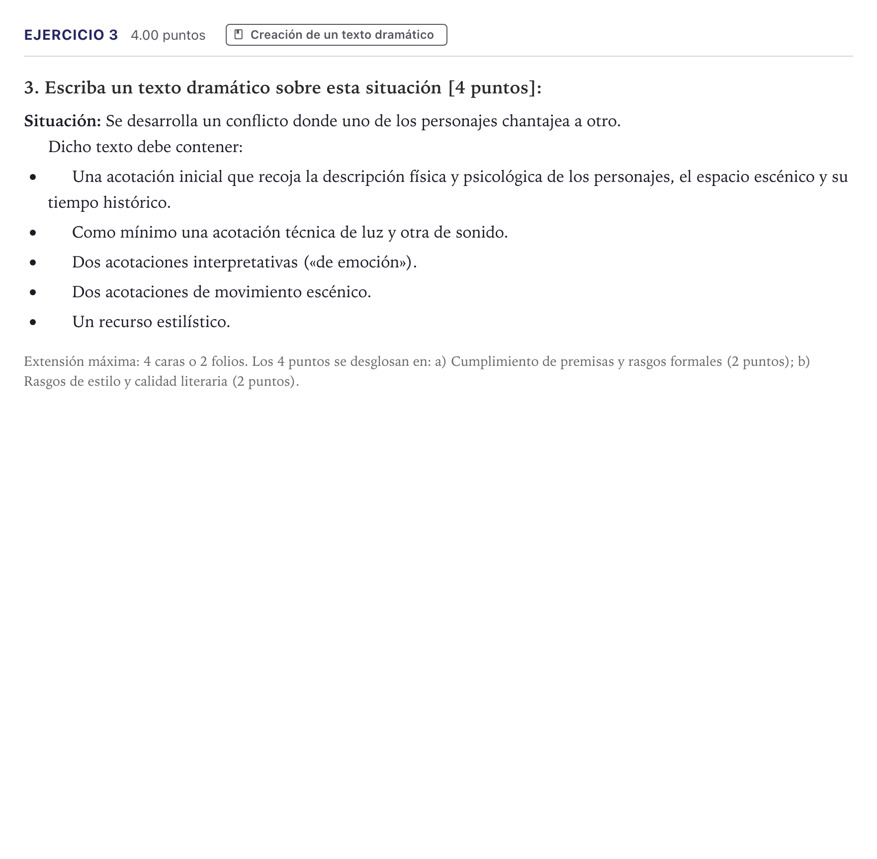 Enunciado: Problema 3 · Literatura Dramática PAU Canarias Junio 2026