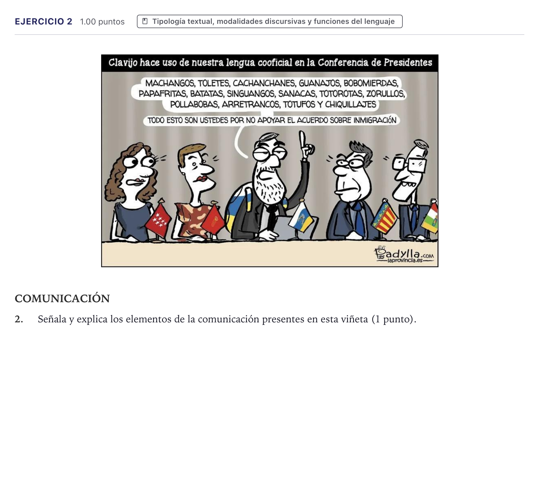 Enunciado: Problema 2 · Lengua Castellana y Literatura II PAU Canarias Julio 2026