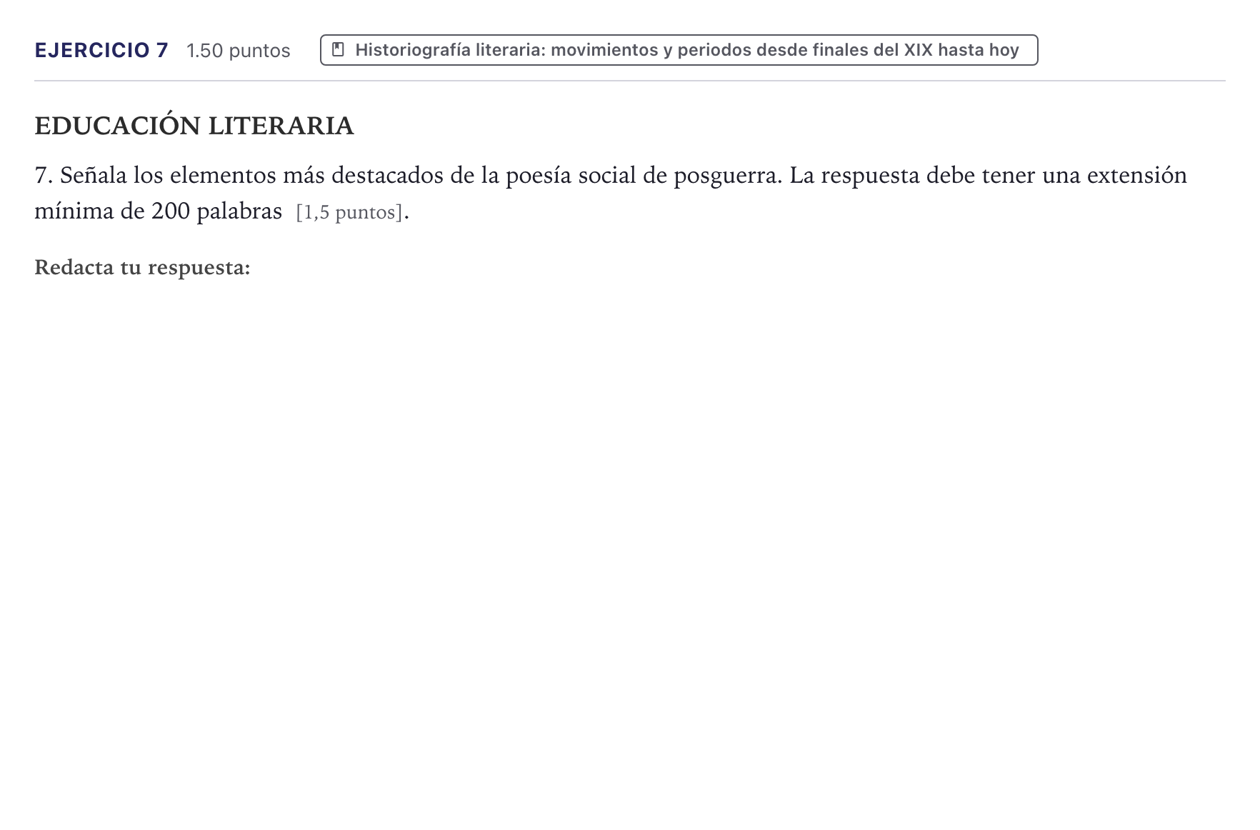 Enunciado: Problema 7 · Lengua Castellana y Literatura II PAU Canarias Julio 2026