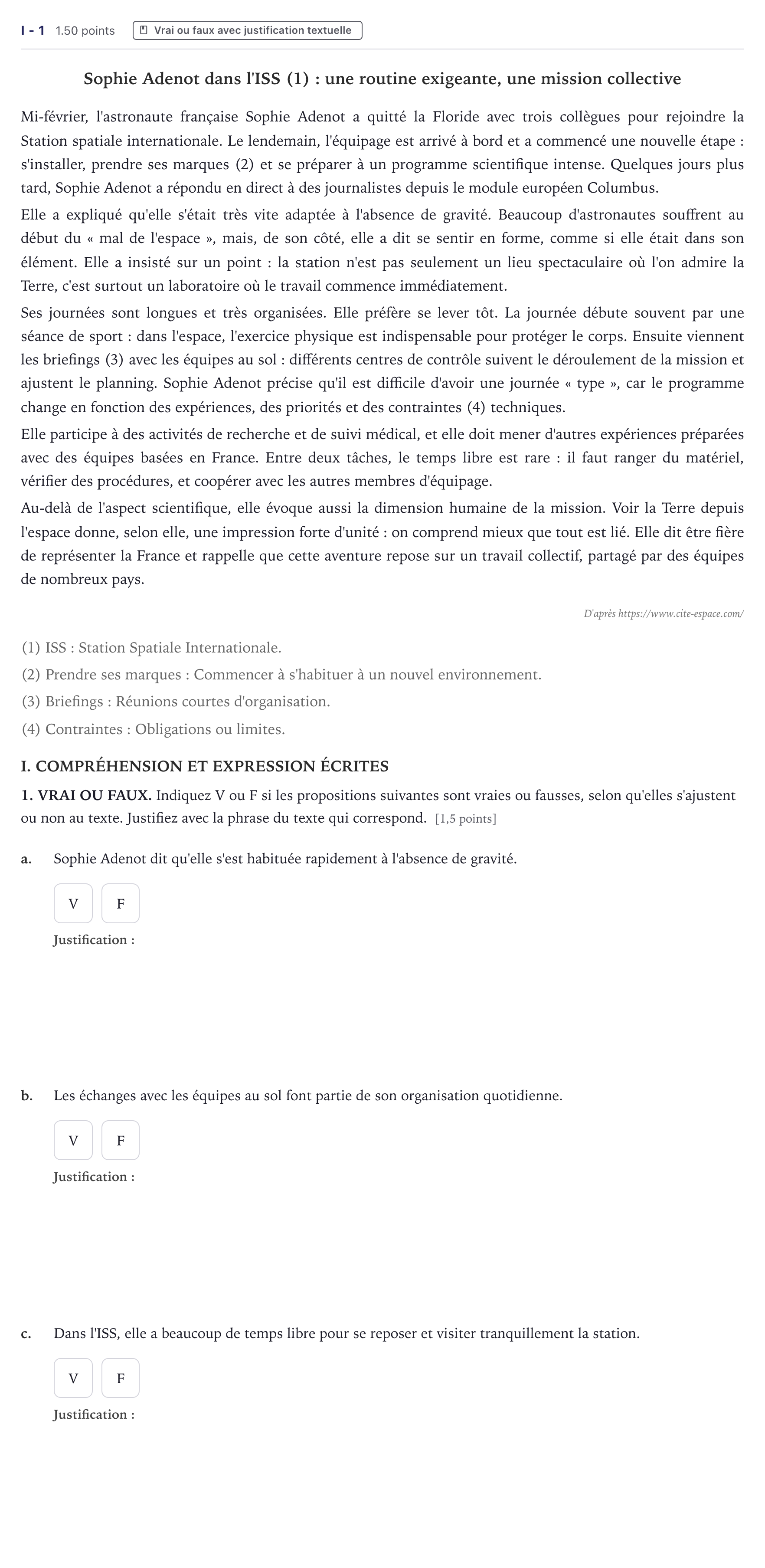 Enunciado: Ejercicio I - 1 · Francés PAU Canarias Julio (Reserva) 2026