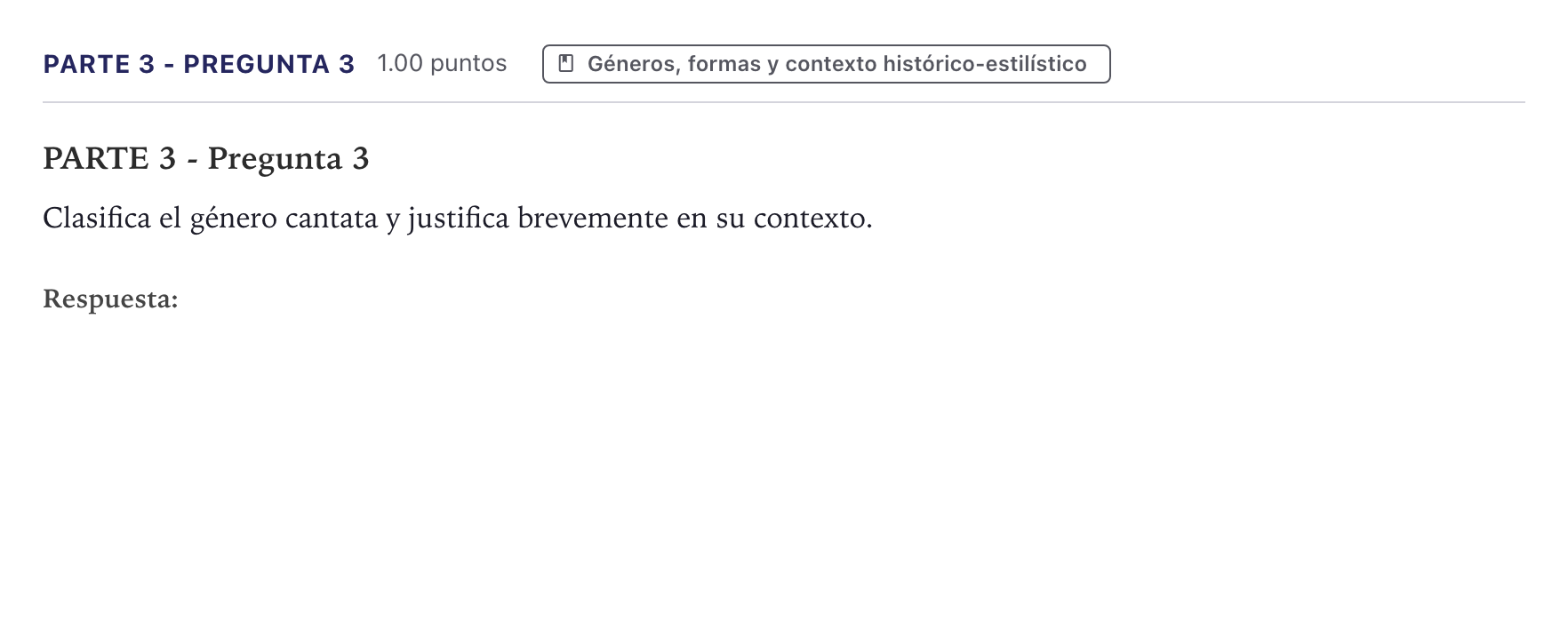 Enunciado: Ejercicio Parte 3 - Pregunta 3 · Análisis Musical II PAU Canarias Julio 2026