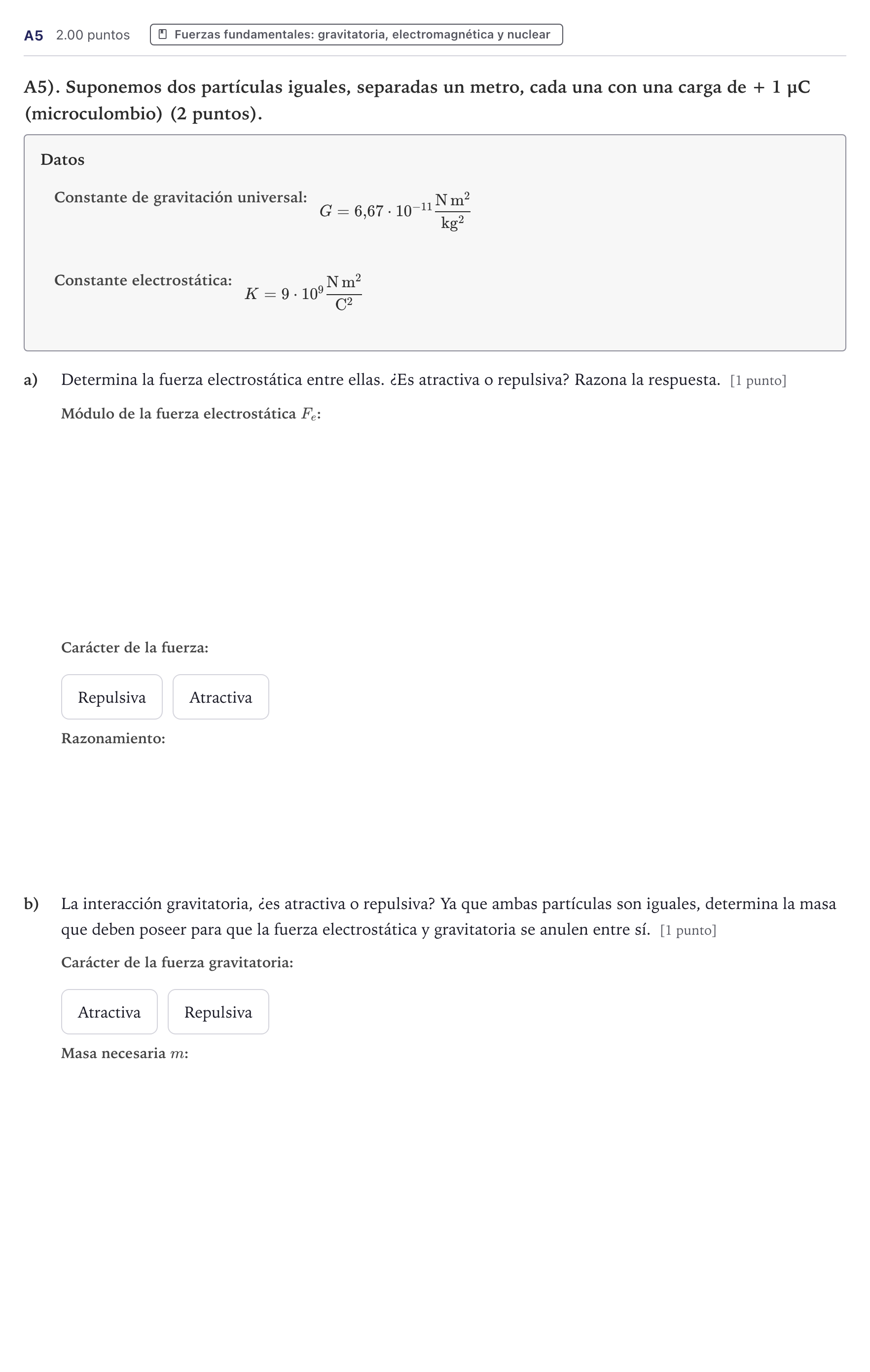 Enunciado: Ejercicio A5 · Ciencias Generales PAU Canarias Julio (Ciencias) 2026