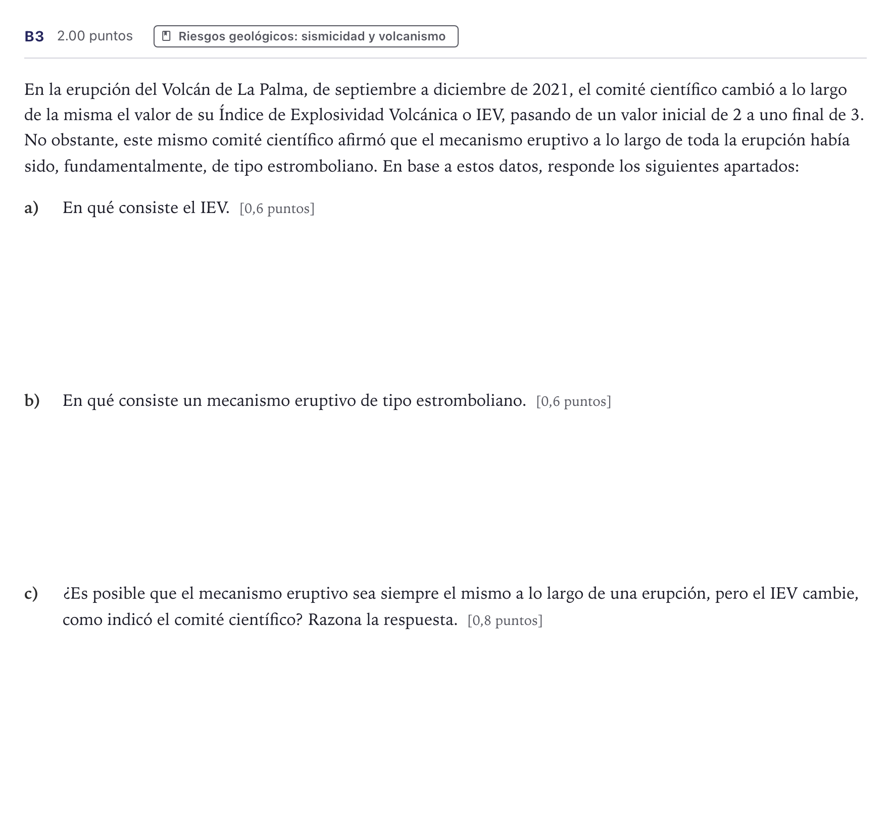 Enunciado: Ejercicio B3 · Ciencias Generales PAU Canarias Julio (Ciencias) 2026
