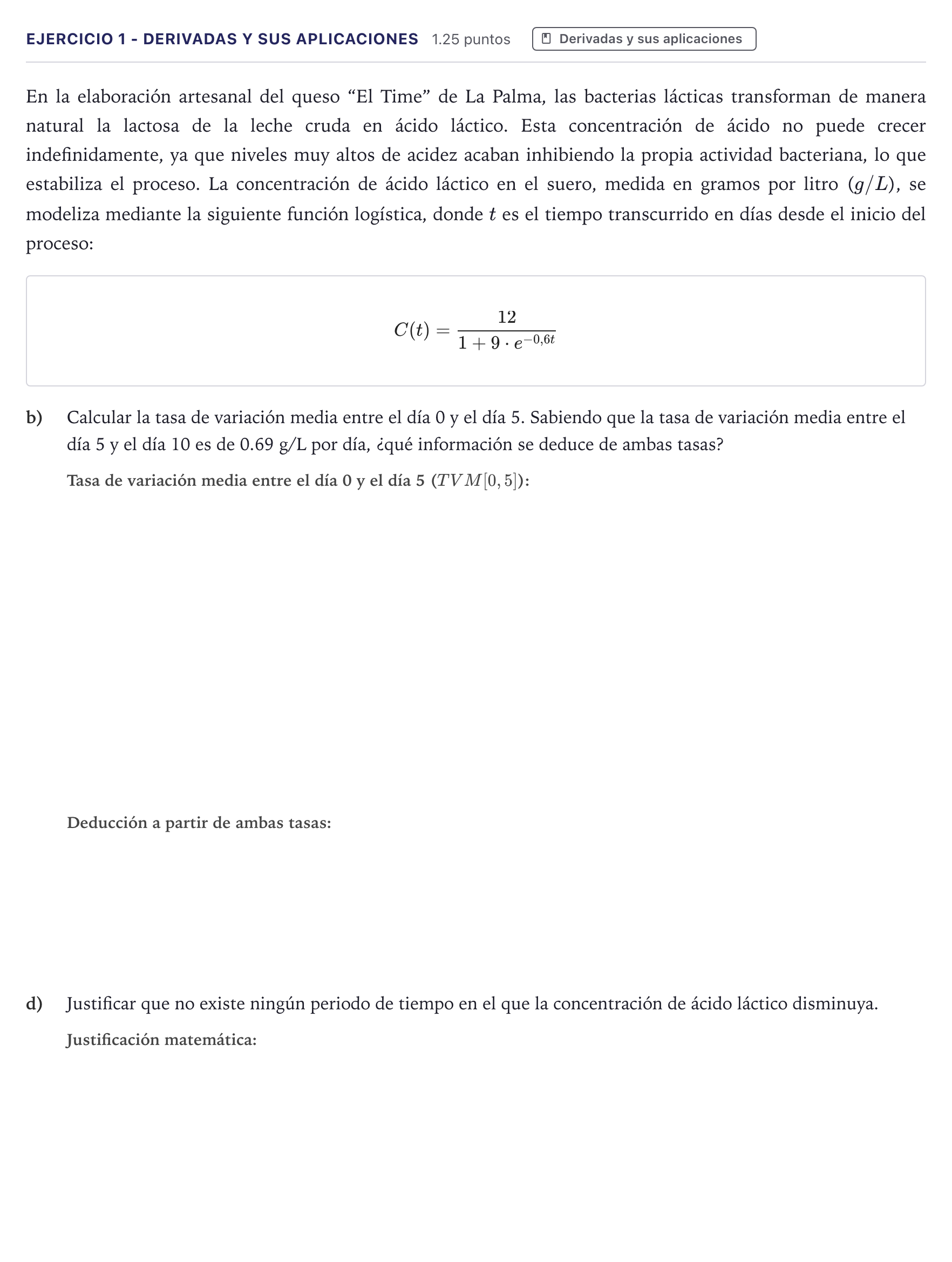 Enunciado: Ejercicio 1 - Derivadas y sus aplicaciones · Matemáticas II PAU Canarias Julio (Reserva) 2026