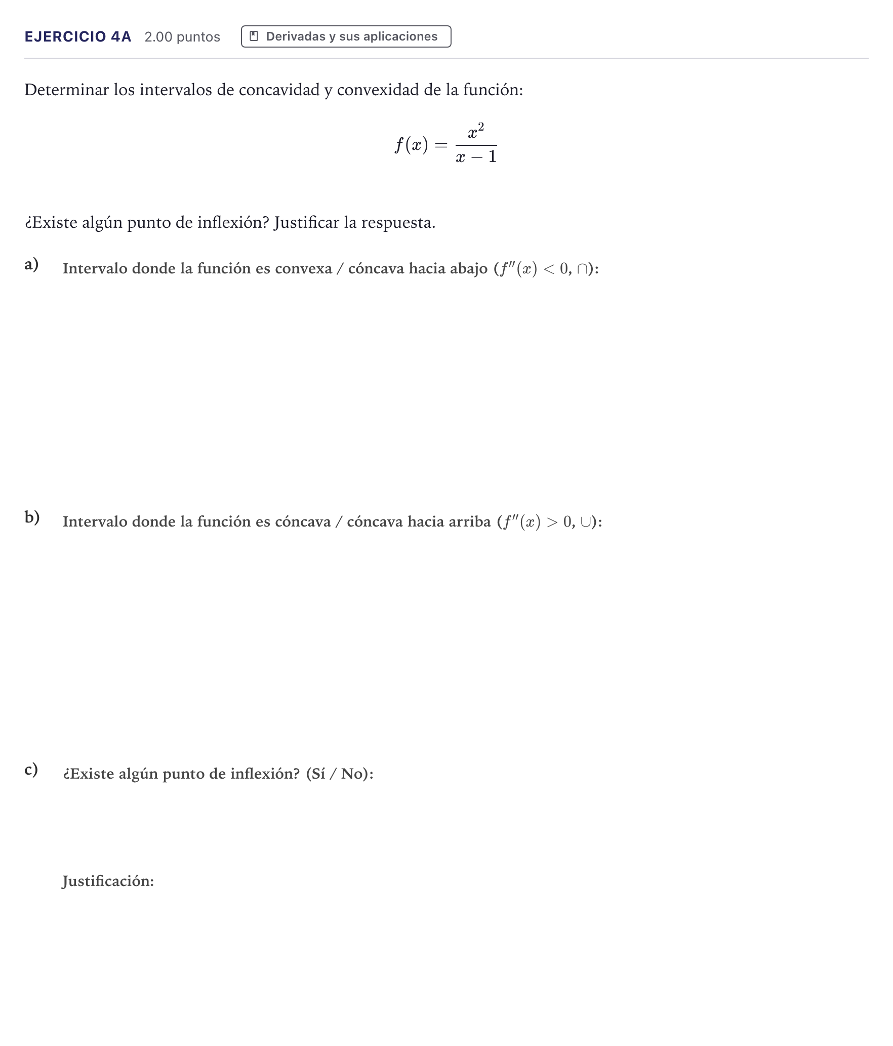 Enunciado: Ejercicio 4A · Matemáticas II PAU Canarias Julio (Reserva) 2026