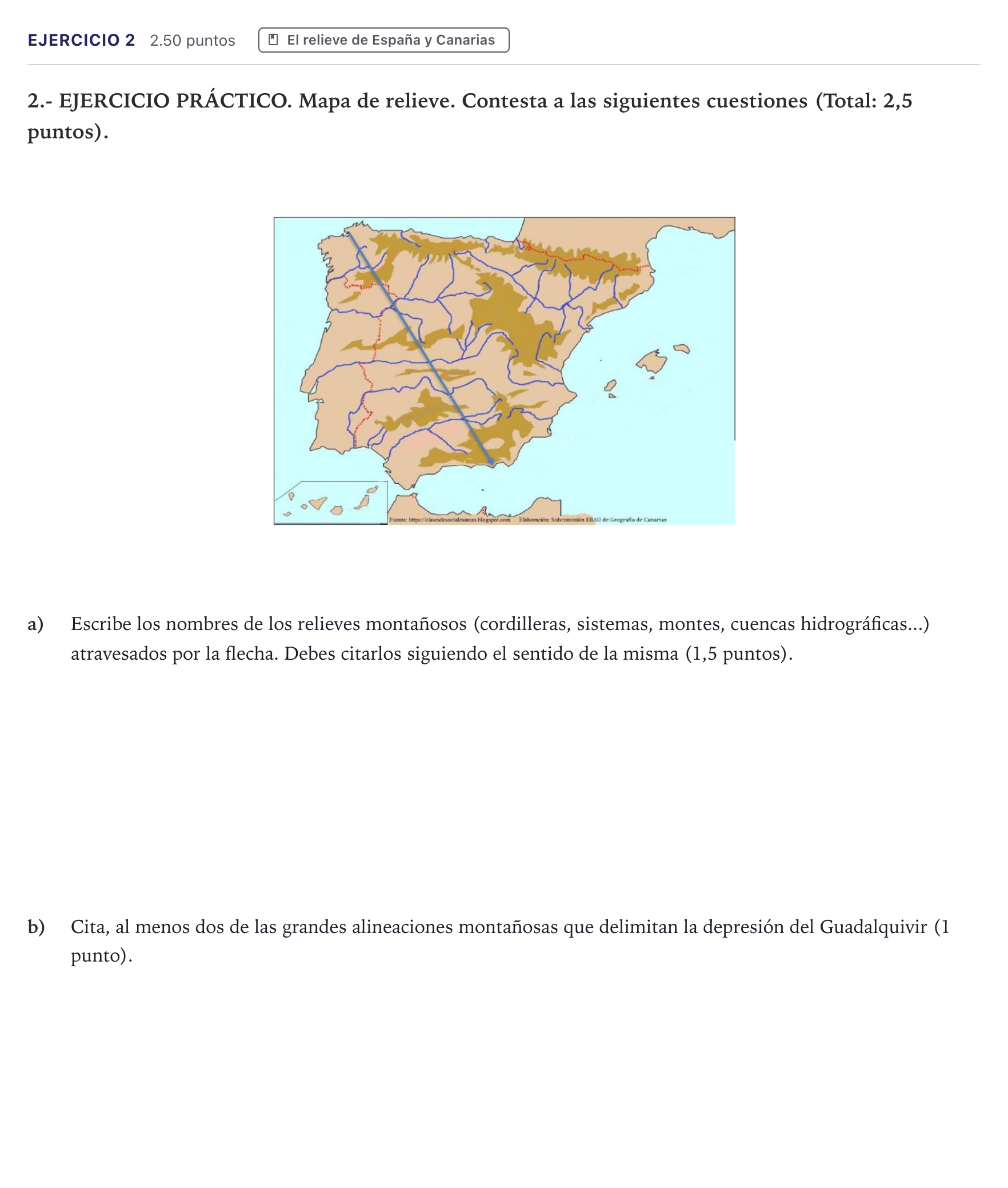 Enunciado: Problema 2 · Geografía PAU Canarias Julio 2026