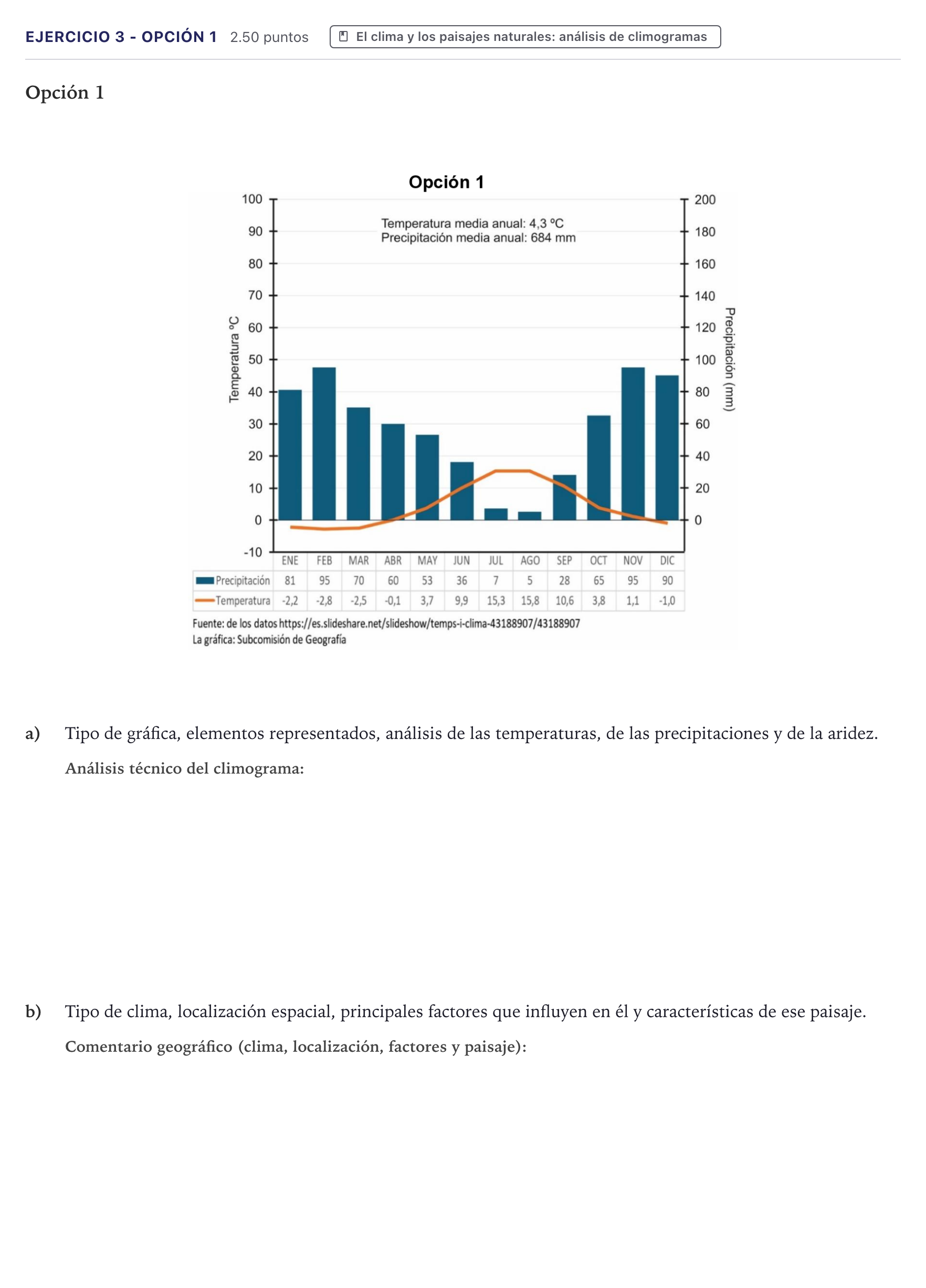 Enunciado: Ejercicio 3 - Opción 1 · Geografía PAU Canarias Julio 2026