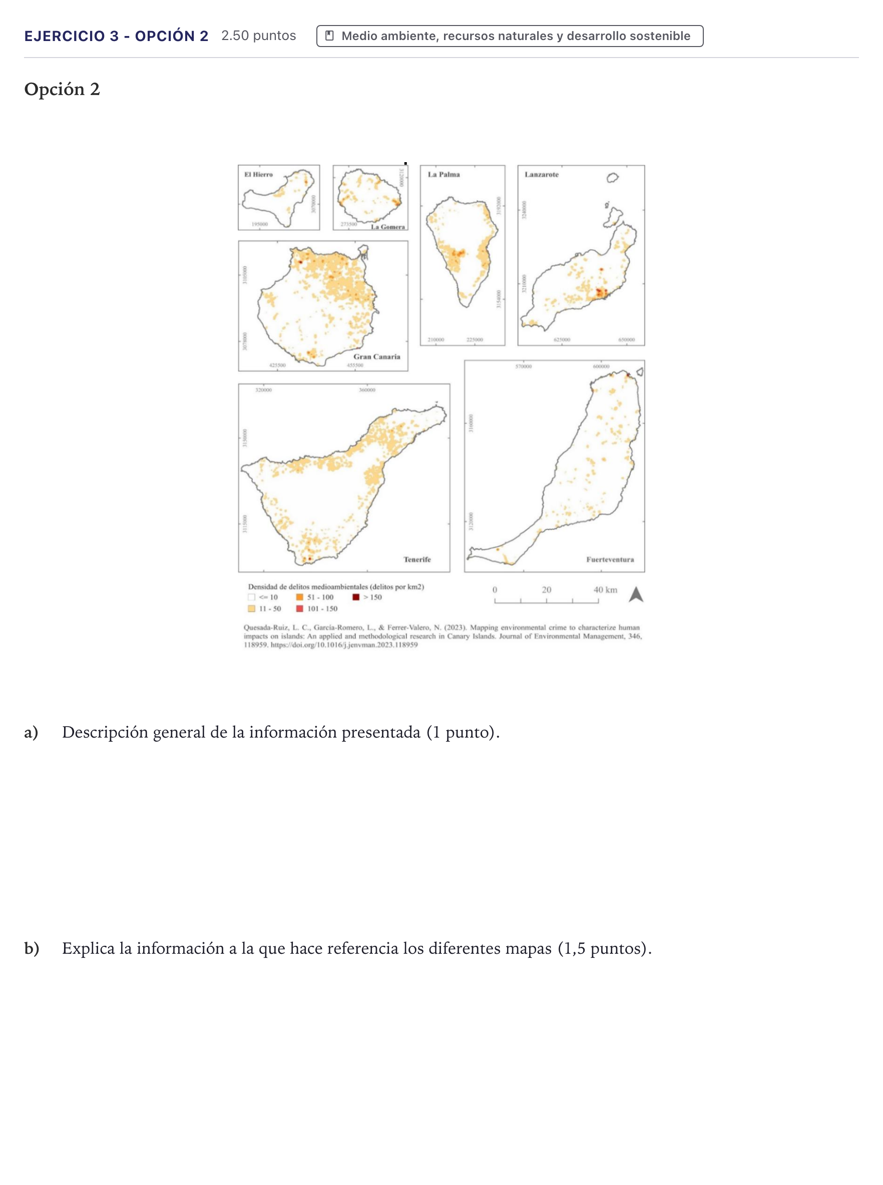 Enunciado: Ejercicio 3 - Opción 2 · Geografía PAU Canarias Julio 2026