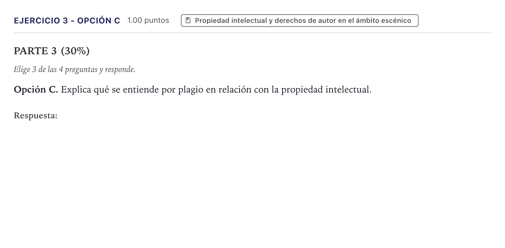 Enunciado: Ejercicio 3 - Opción C · Coro y Técnica Vocal II PAU Canarias Julio 2026