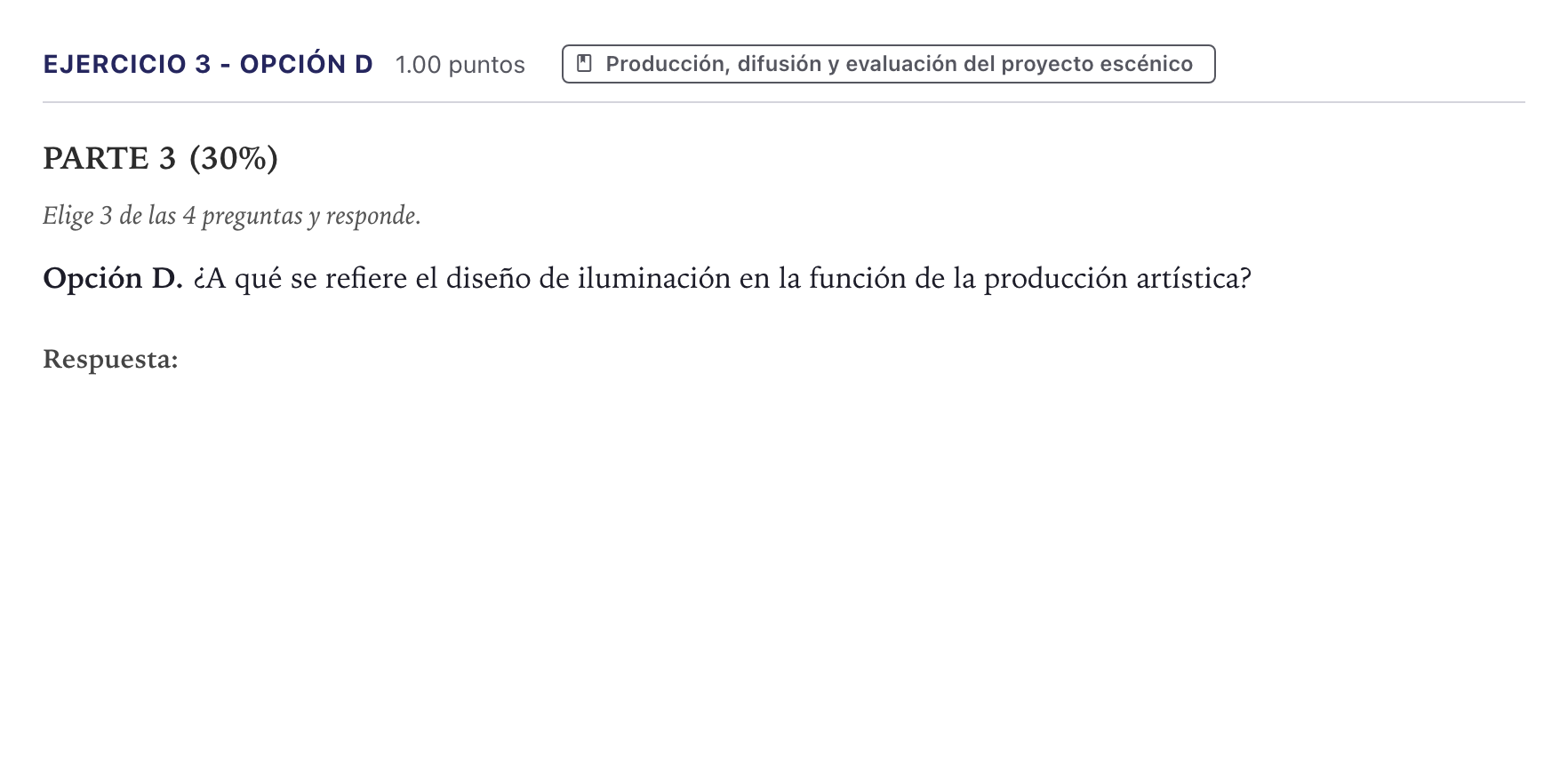 Enunciado: Ejercicio 3 - Opción D · Coro y Técnica Vocal II PAU Canarias Julio 2026