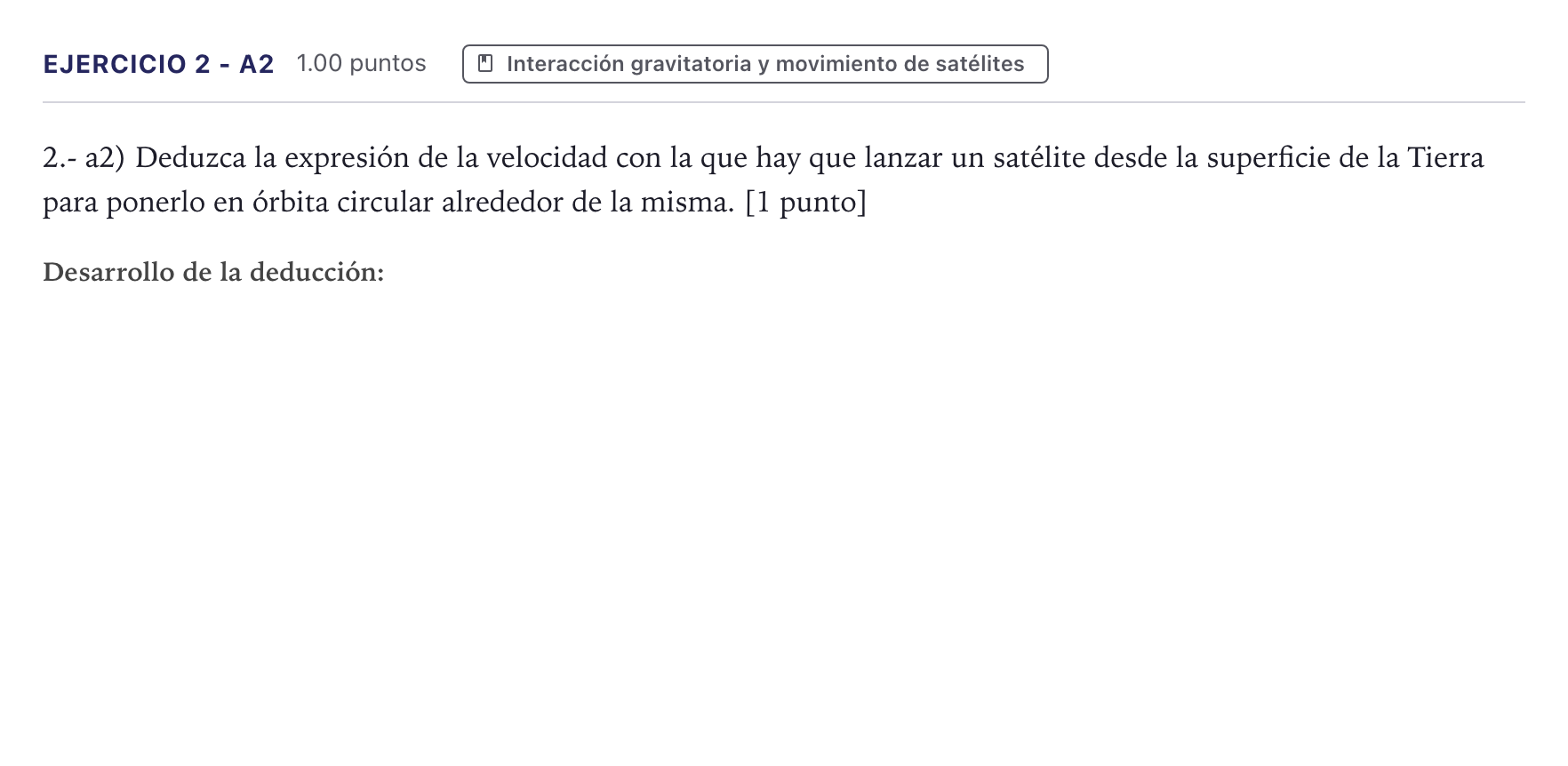 Enunciado: Ejercicio 2 - a2 · Física PAU Canarias Julio 2026