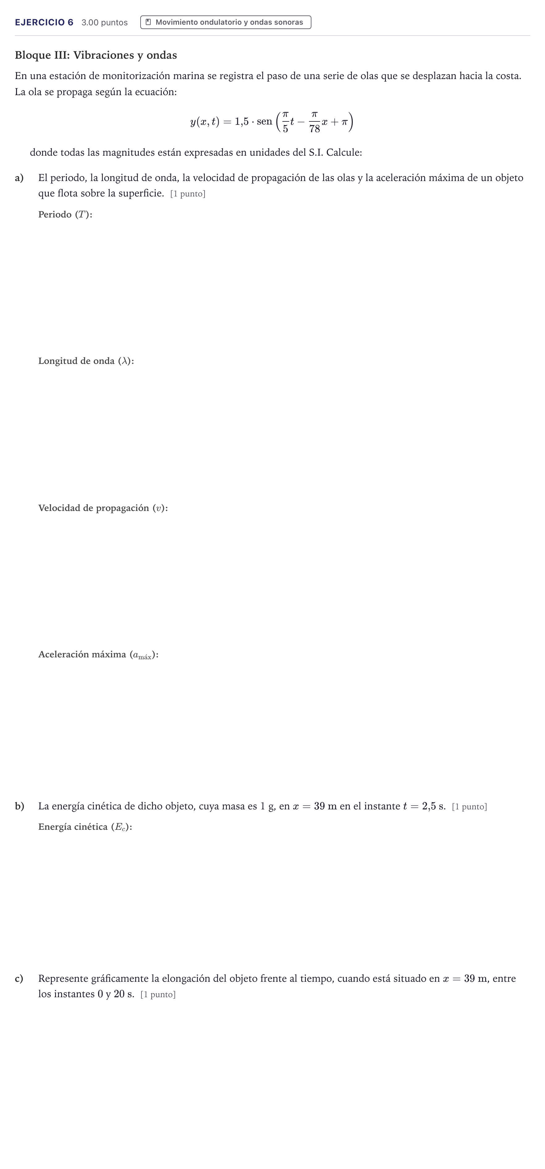 Enunciado: Problema 6 · Física PAU Canarias Julio 2026