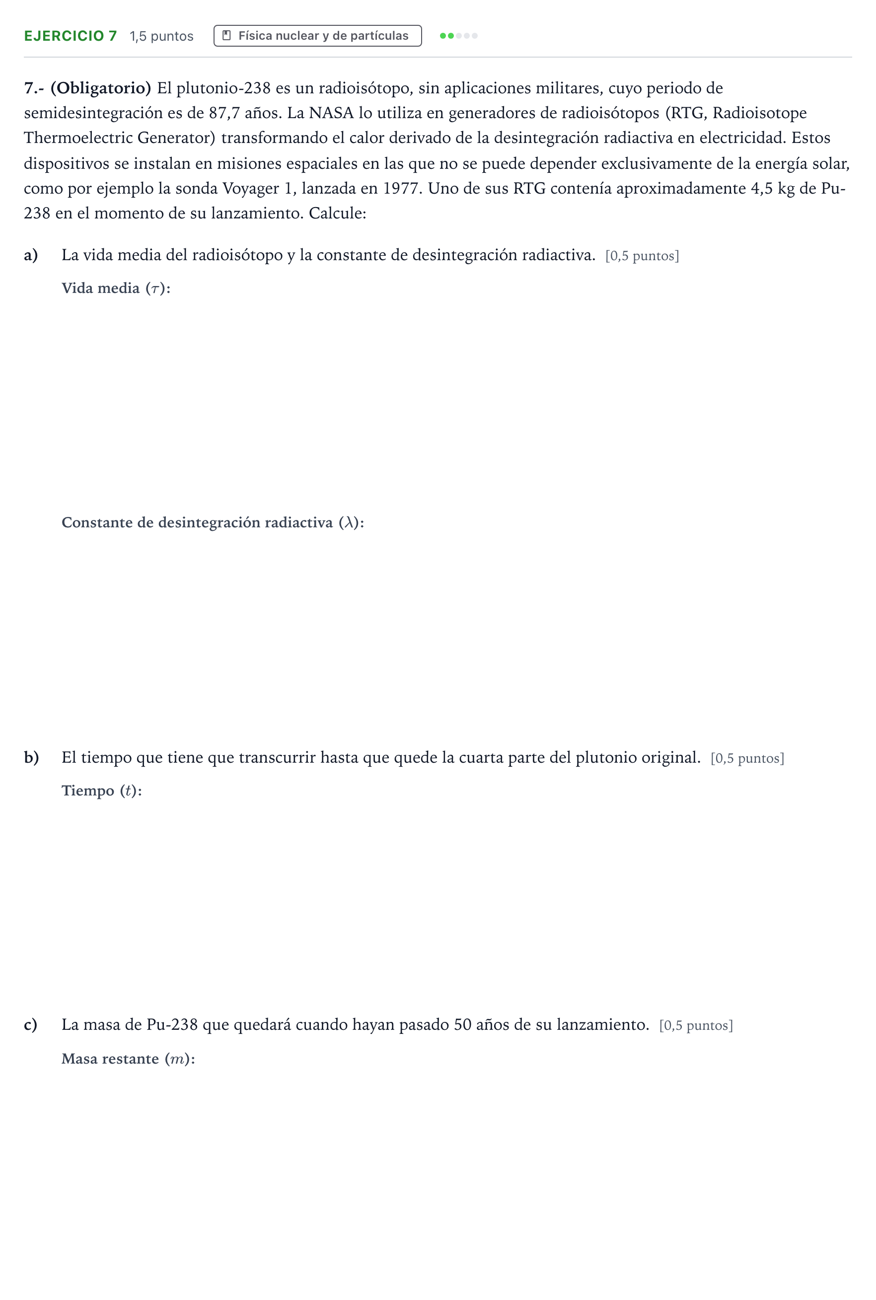 Enunciado: Problema 7 · Física PAU Canarias Julio 2026