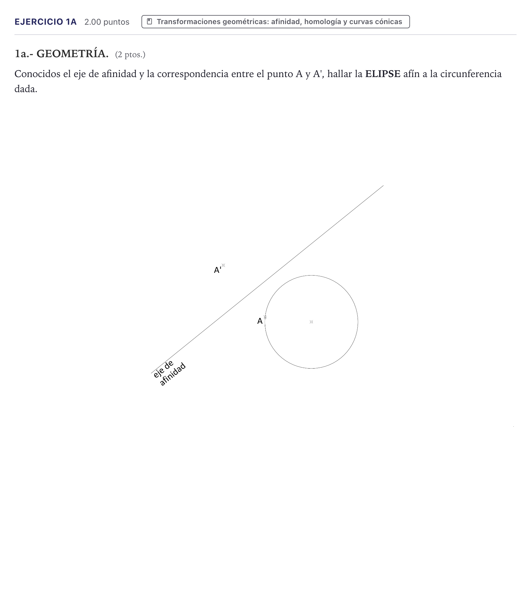 Enunciado: Ejercicio 1a · Dibujo técnico II PAU Canarias Julio 2026