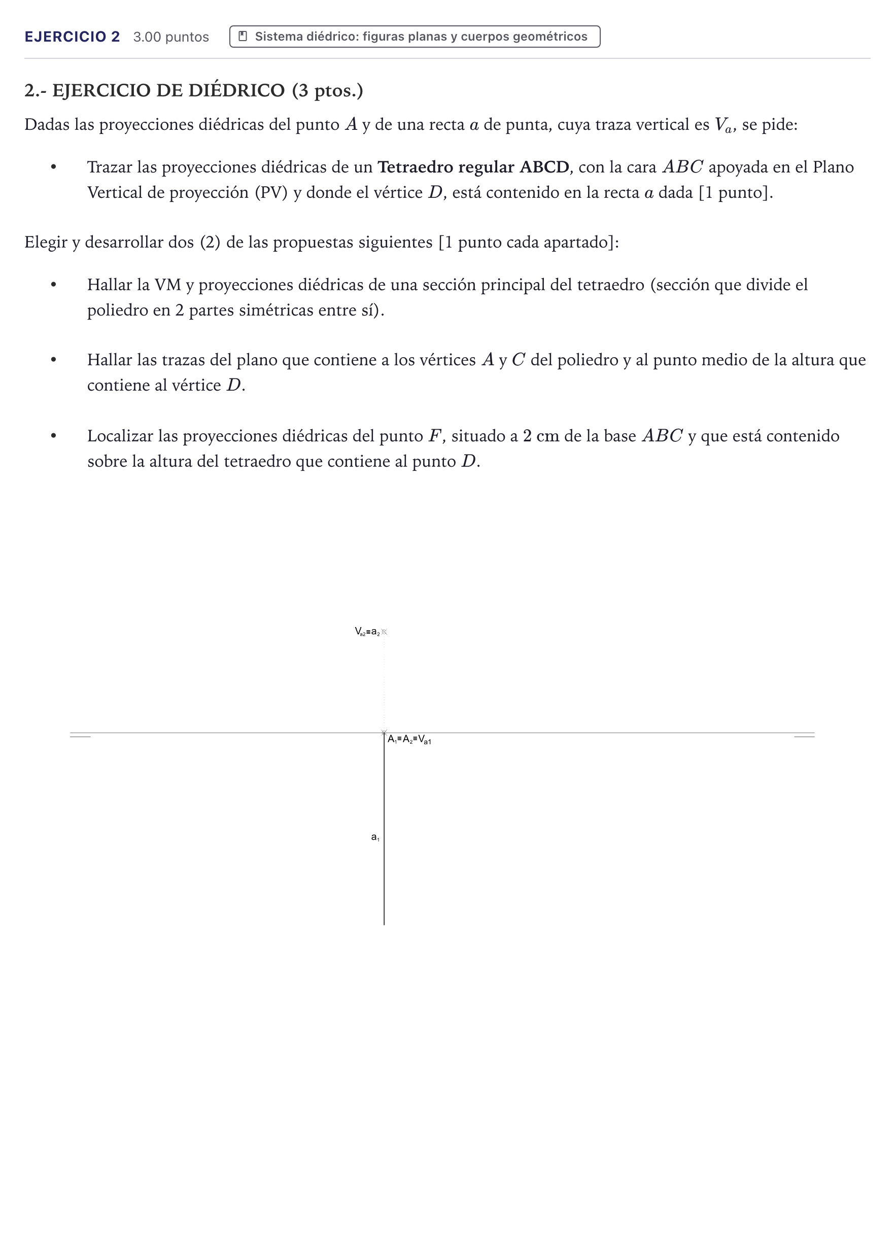 Enunciado: Problema 2 · Dibujo técnico II PAU Canarias Julio 2026