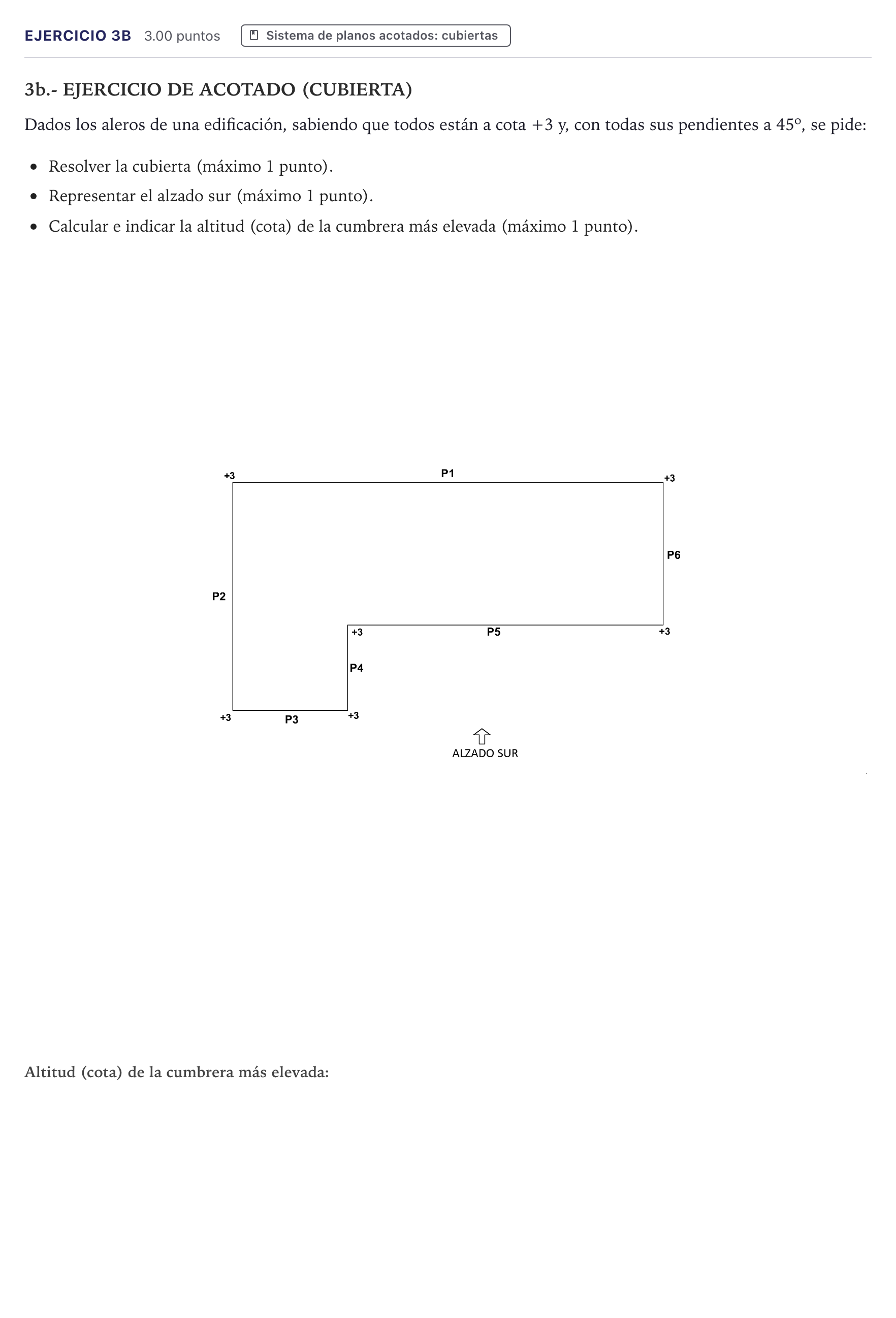 Enunciado: Ejercicio 3b · Dibujo técnico II PAU Canarias Julio 2026