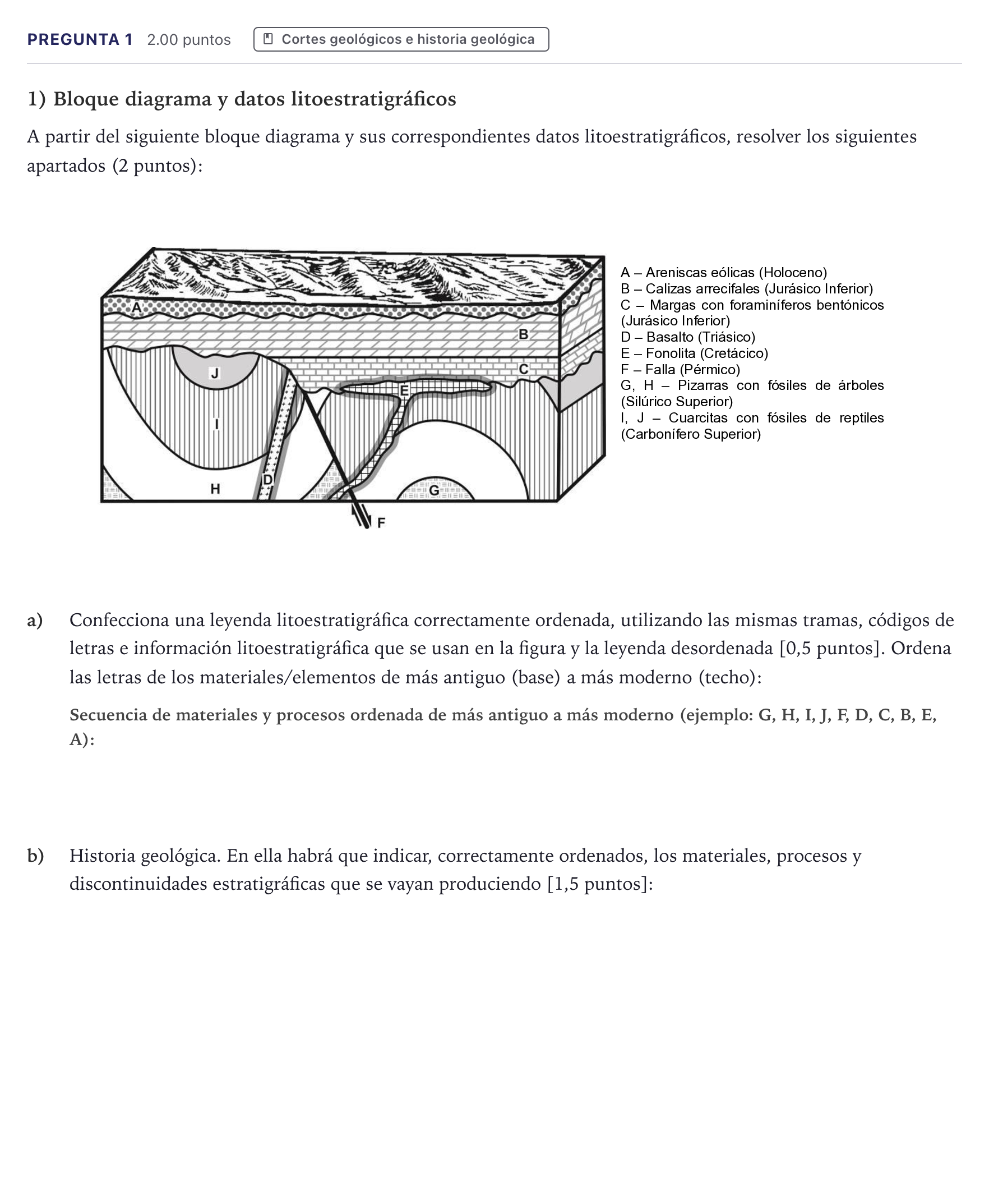 Enunciado: Pregunta 1 · Geología PAU Canarias Julio (Ciencias) 2026