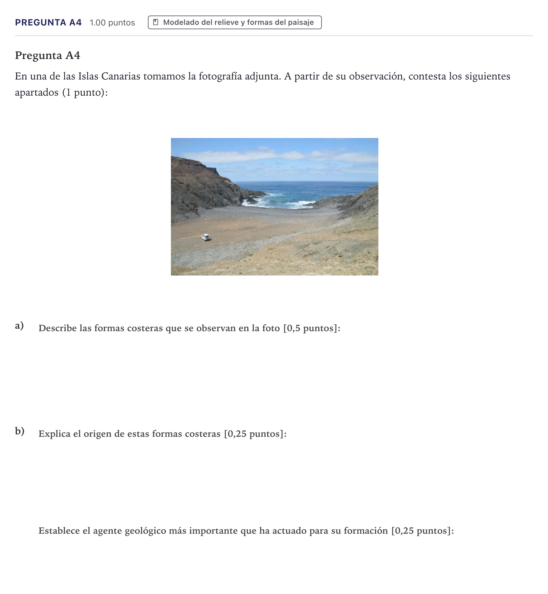 Enunciado: Pregunta A4 · Geología PAU Canarias Julio (Ciencias) 2026