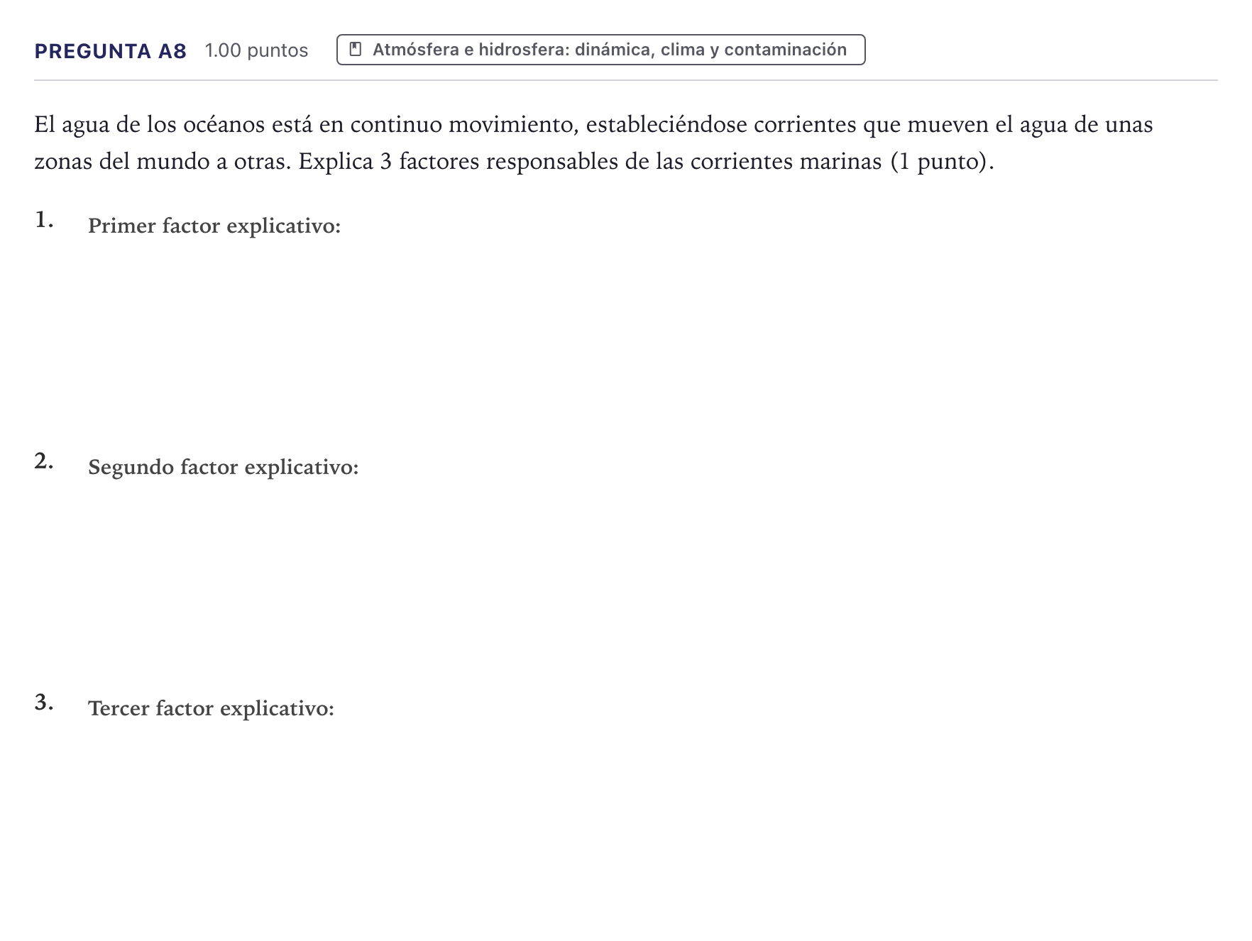 Enunciado: Pregunta A8 · Geología PAU Canarias Julio (Ciencias) 2026
