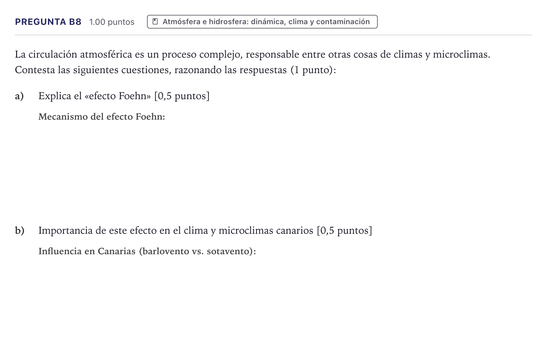 Enunciado: Pregunta B8 · Geología PAU Canarias Julio (Ciencias) 2026