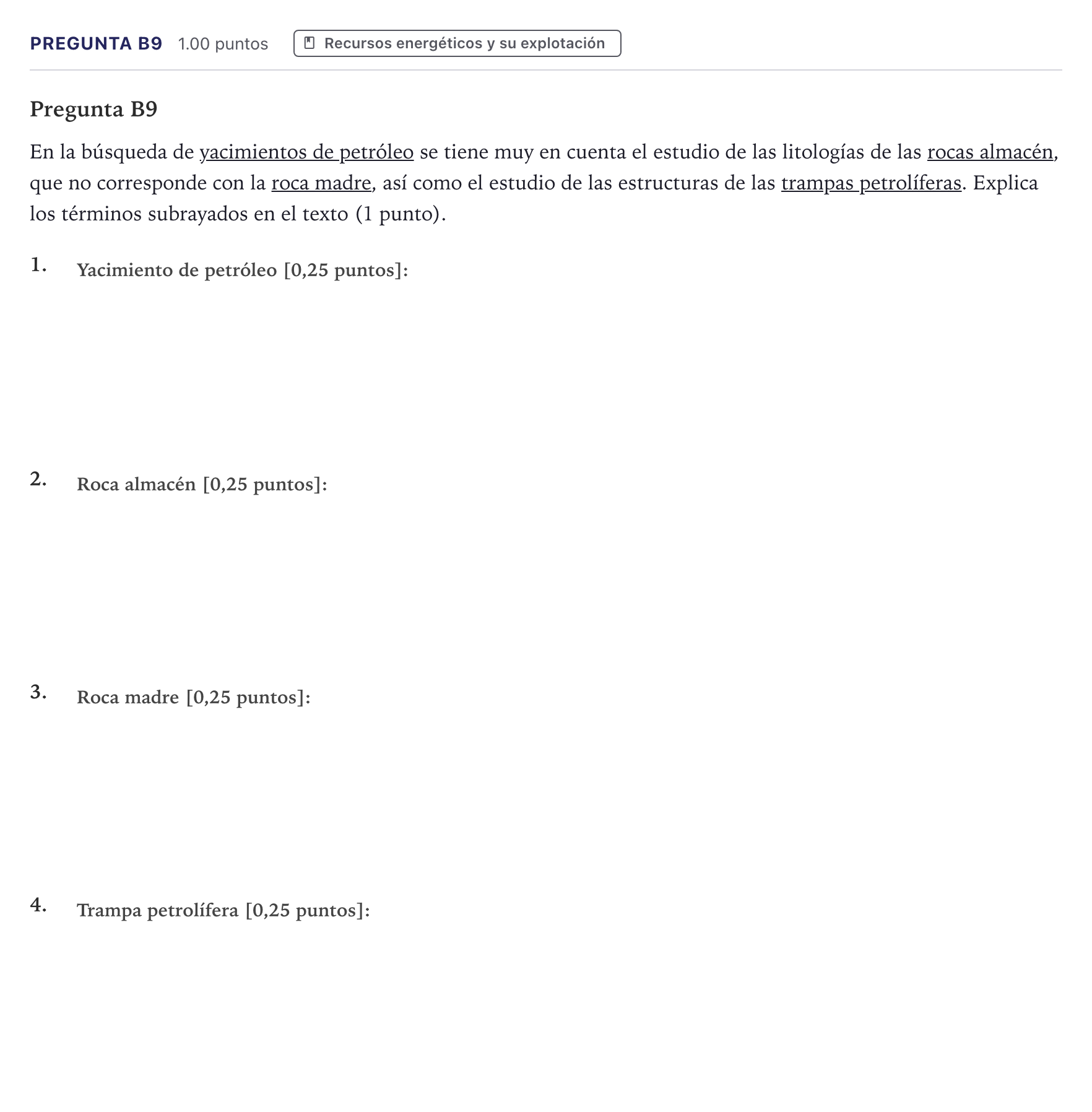 Enunciado: Pregunta B9 · Geología PAU Canarias Julio (Ciencias) 2026