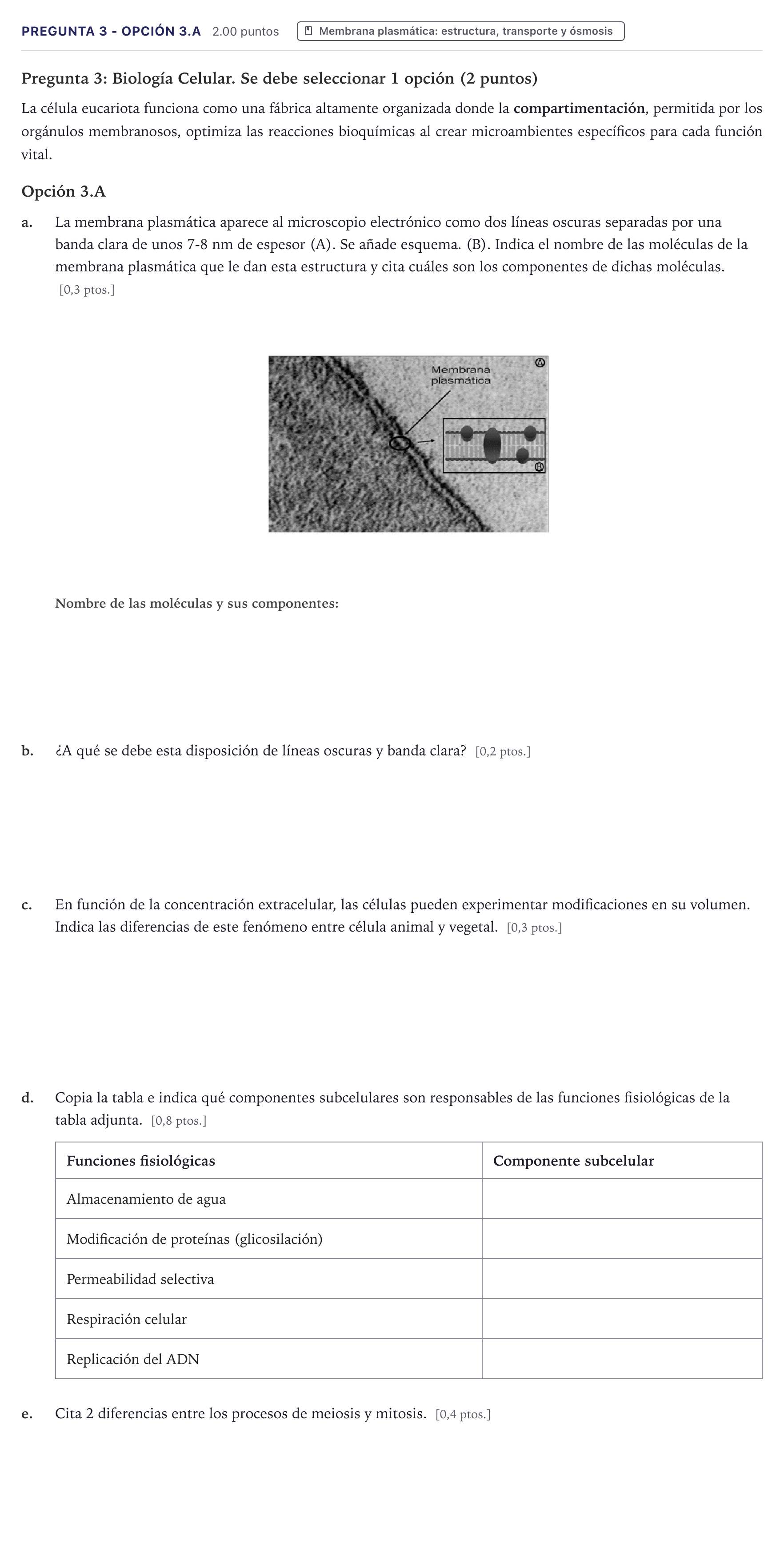 Enunciado: Pregunta 3 - Opción 3.A · Biología PAU Canarias Julio 2026